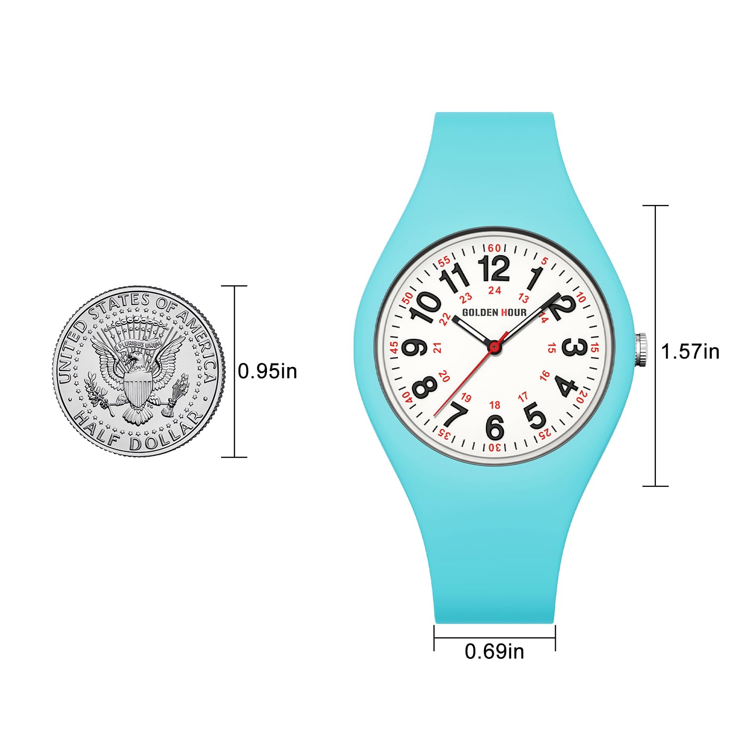 Foto 5 pulgar | Reloj Golden Hour, Impermeable, Deportivo, Analógico, Unisex, Azul Claro - Venta Internacional.