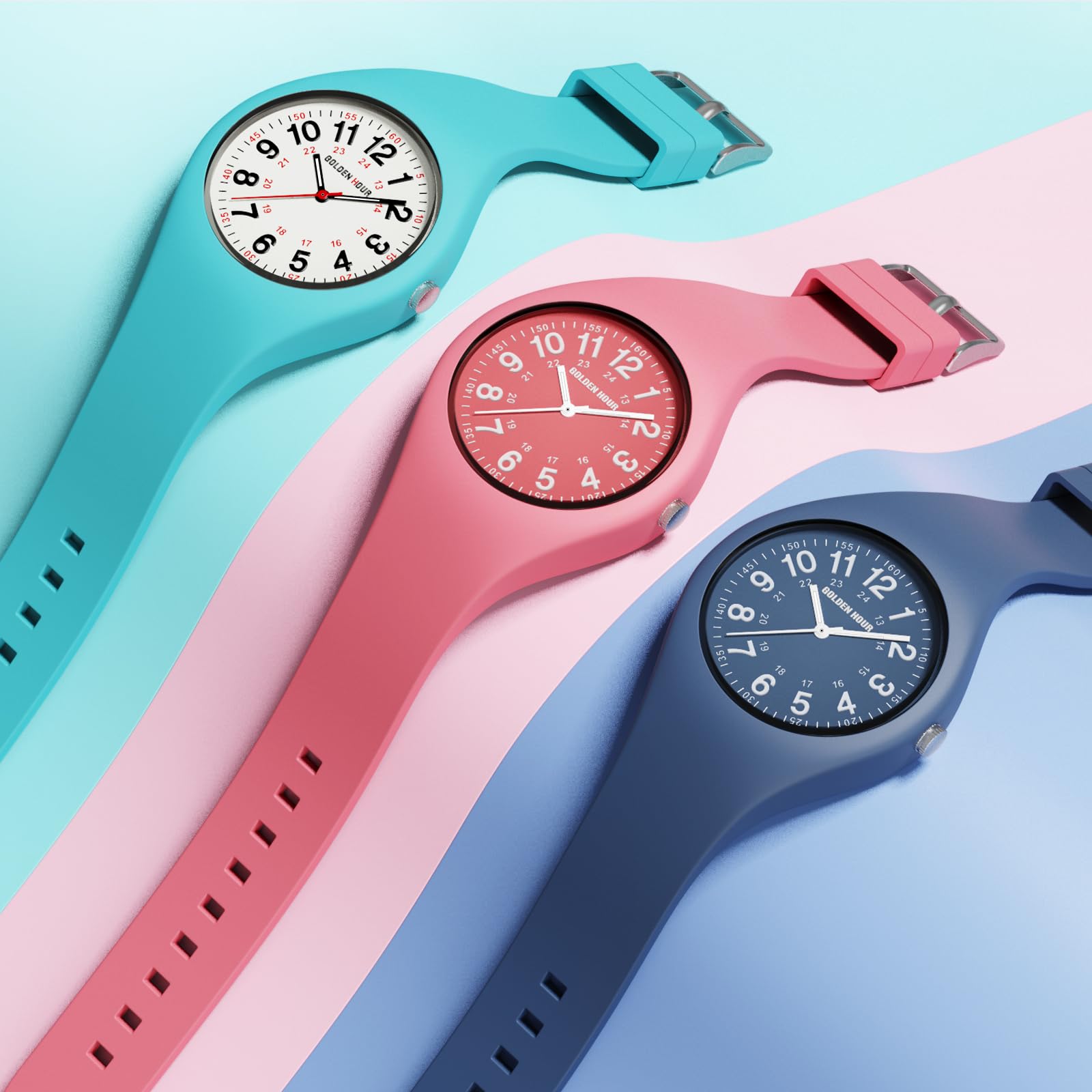 Foto 6 | Reloj Golden Hour, Impermeable, Deportivo, Analógico, Unisex, Azul Claro - Venta Internacional.