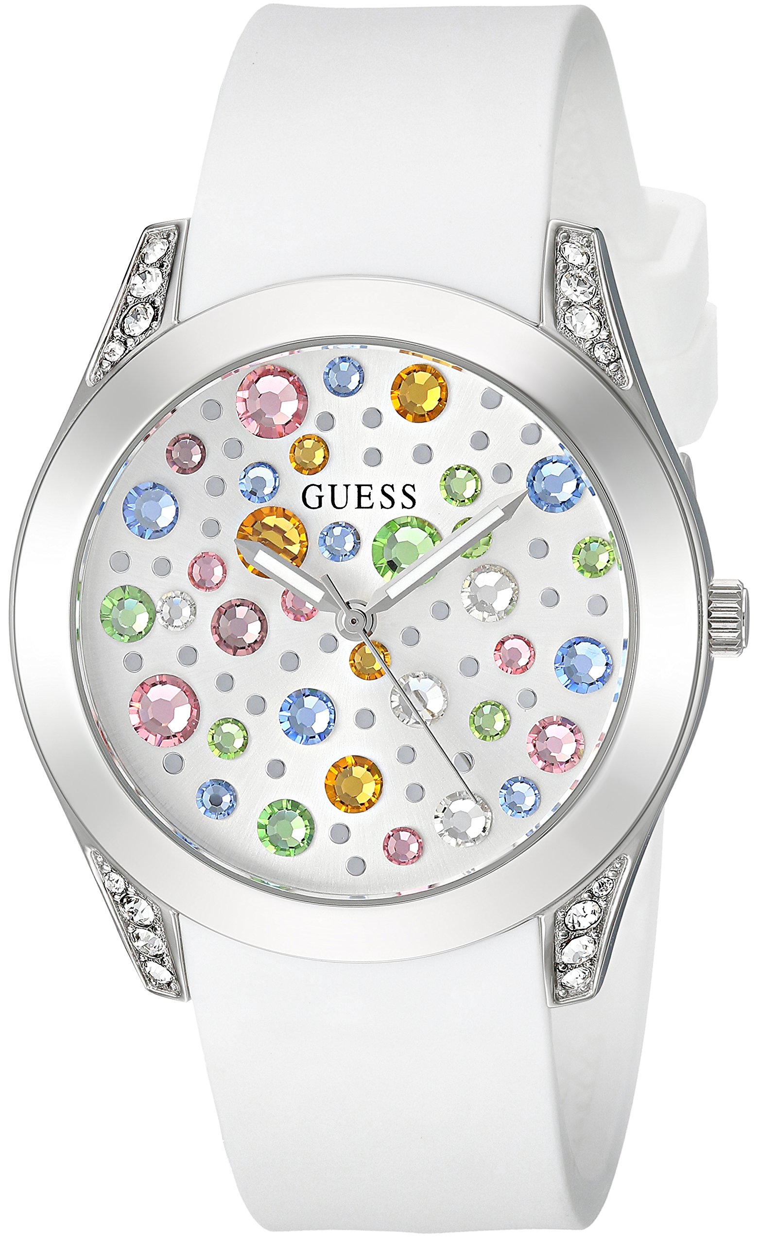 Foto 2 pulgar | Reloj Guess U1059l1 De Silicona Blanca En Tono Plateado Para Mujer - Venta Internacional.