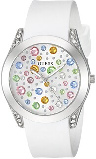 Foto 1 | Reloj Guess U1059l1 De Silicona Blanca En Tono Plateado Para Mujer - Venta Internacional.