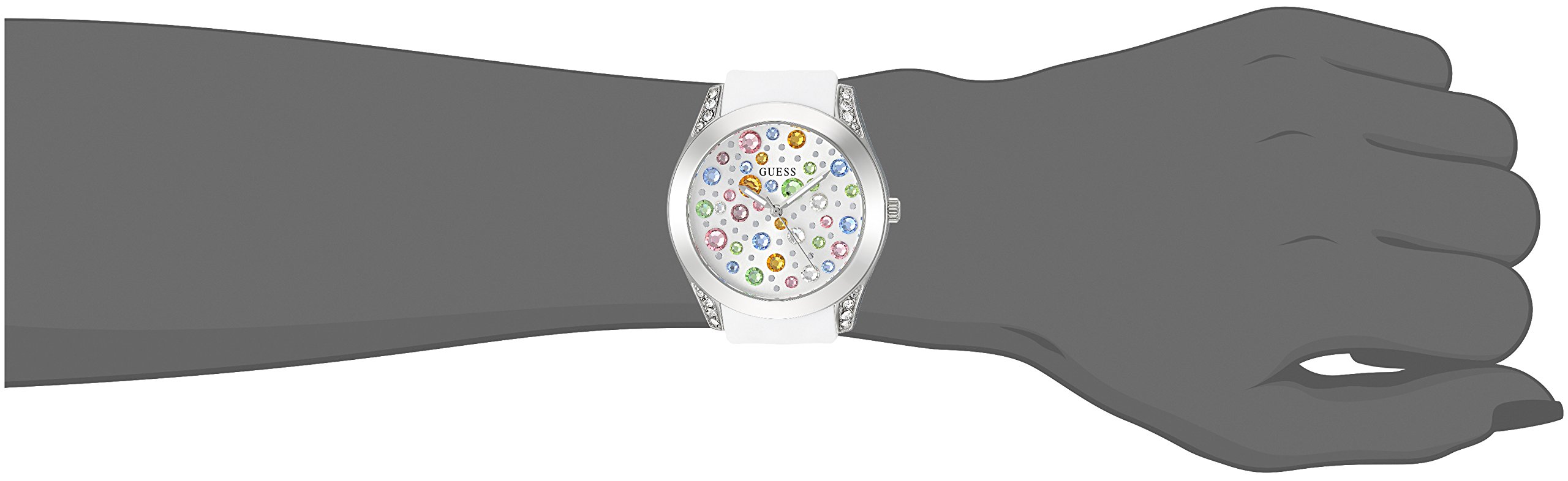 Foto 3 pulgar | Reloj Guess U1059l1 De Silicona Blanca En Tono Plateado Para Mujer - Venta Internacional.