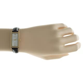 Foto 5 | Reloj Peugeot 3017bk Delgado De Piel Negra Chapado En Oro De 14 Quilates Para Mujer - Venta Internacional.