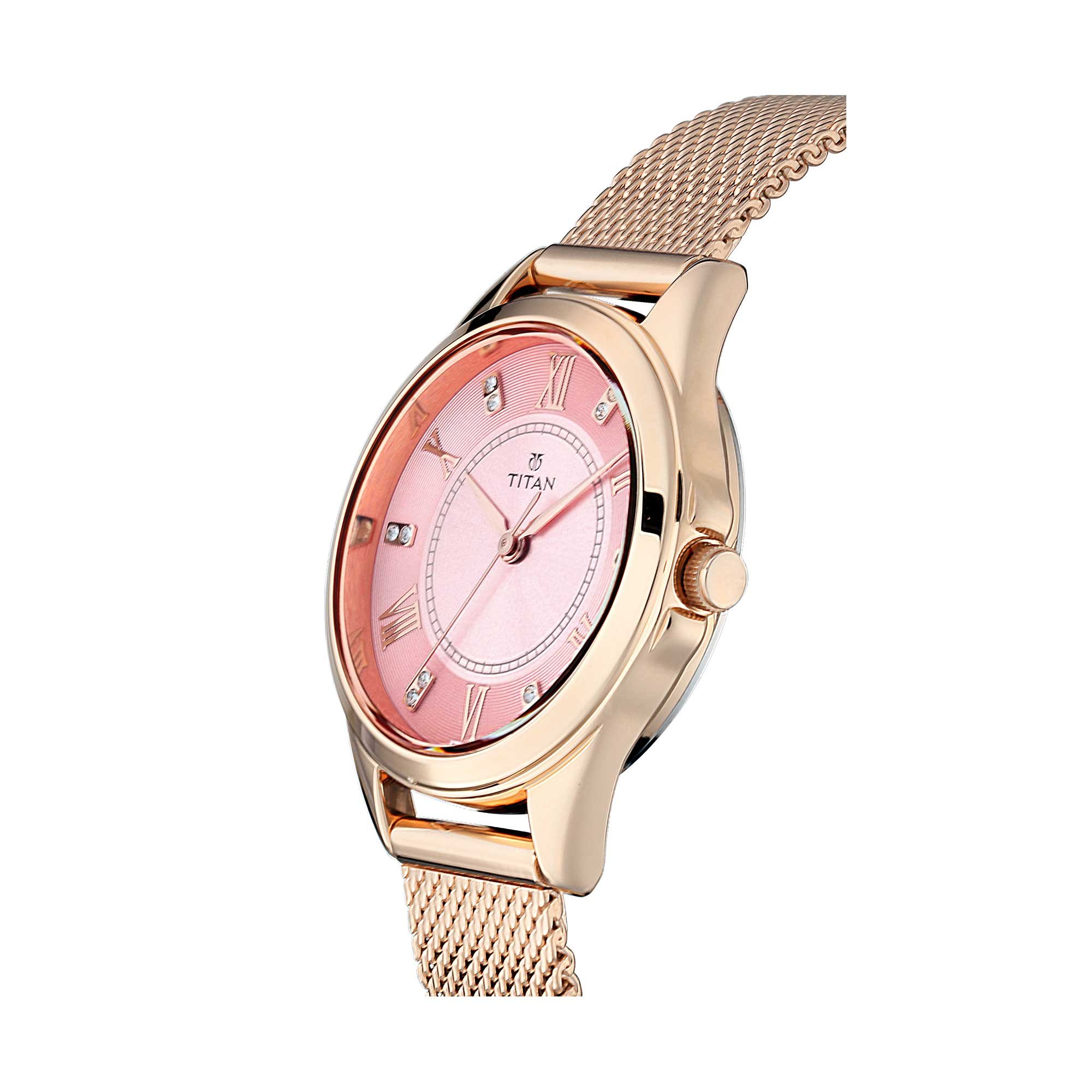 Foto 3 | Reloj Titan Sparkle Para Mujer Con Cristales De Swarovski En Oro Rosa - Venta Internacional.