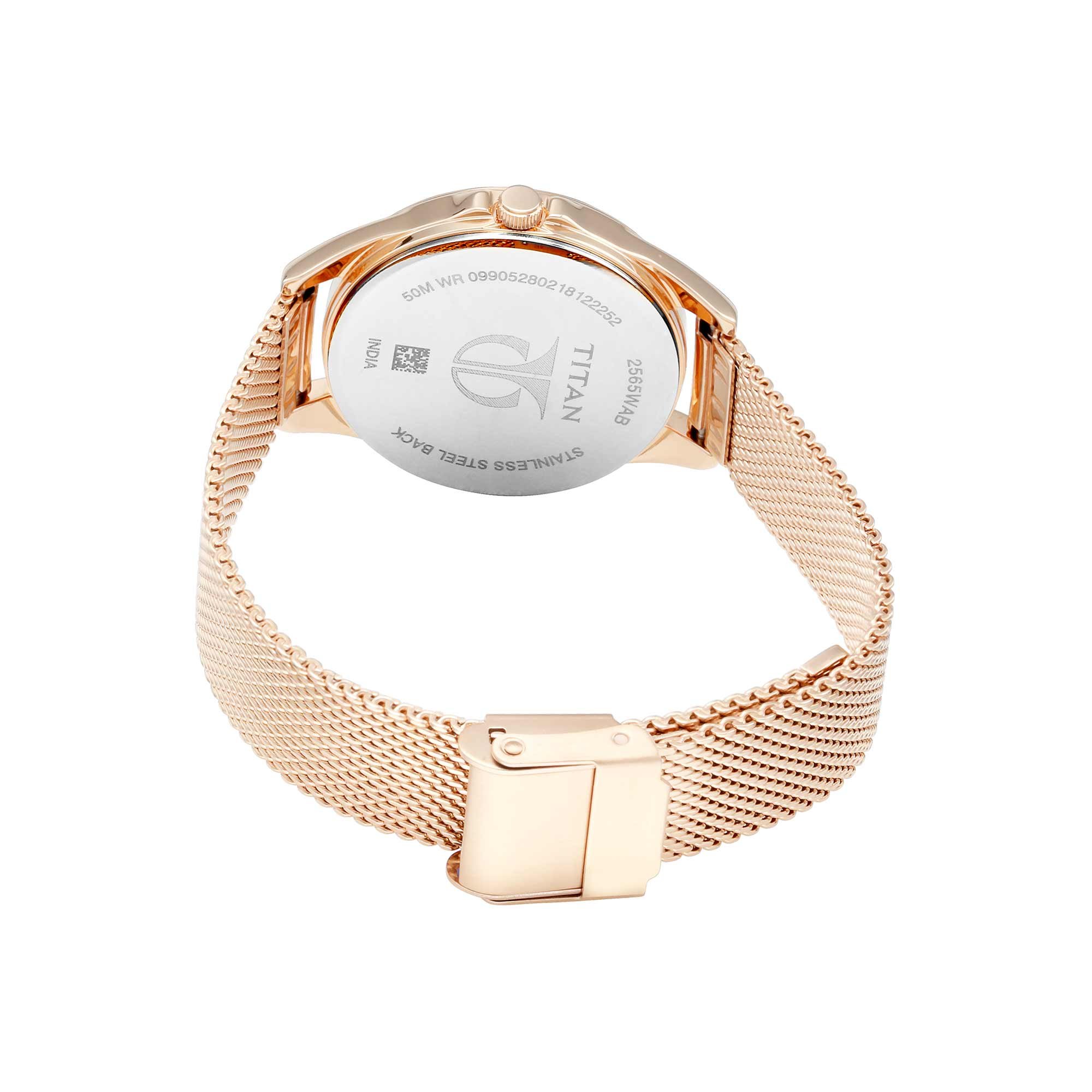 Foto 6 pulgar | Reloj Titan Sparkle Para Mujer Con Cristales De Swarovski En Oro Rosa - Venta Internacional.