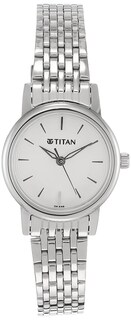 Foto 3 | Reloj Titan Quartz Analógico Con Esfera Plateada Y Correa Metálica Para Mujer - Venta Internacional.