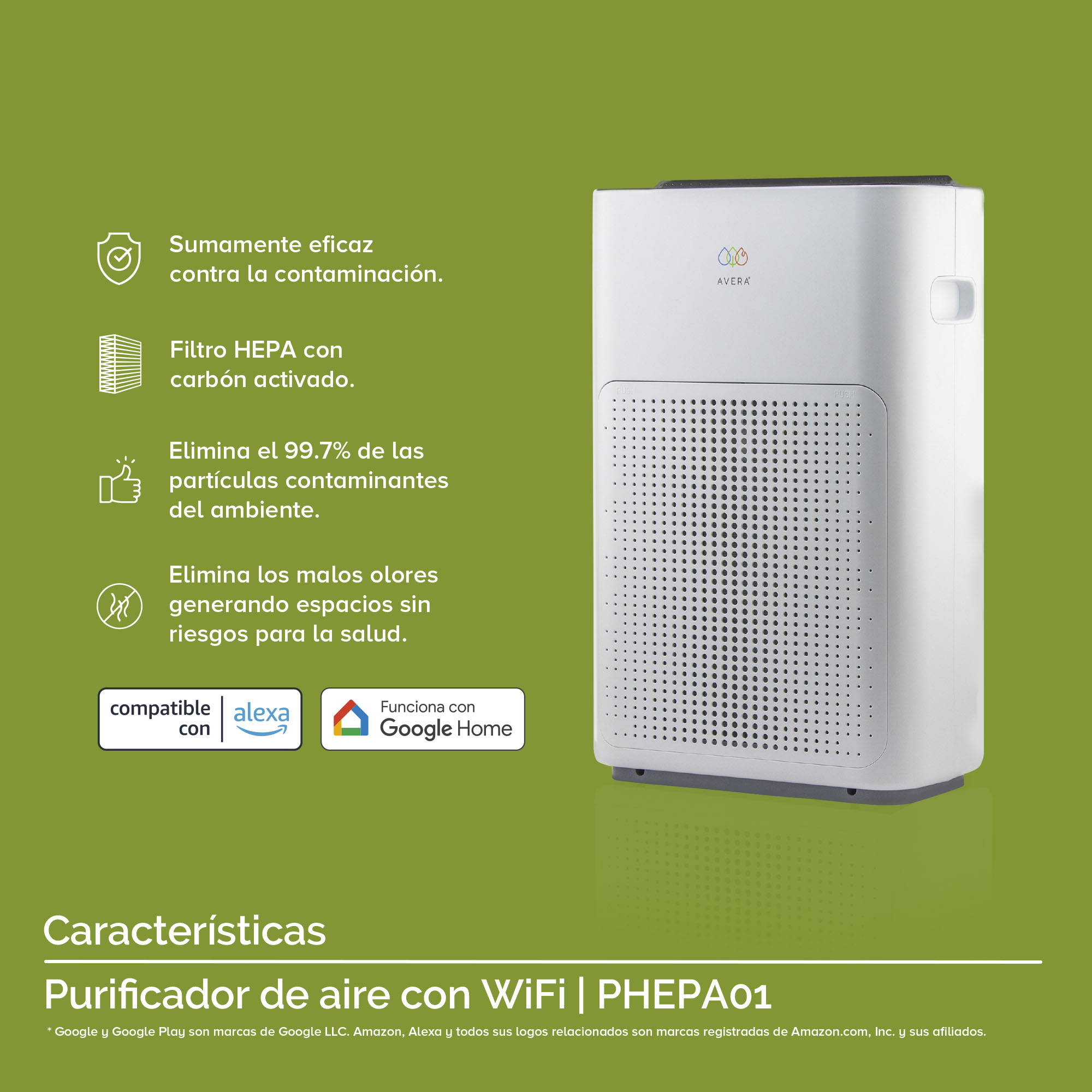 Foto 5 pulgar | Purificador De Aire Wi-fi Avera Phepa01 Filtro Hepa Blanco