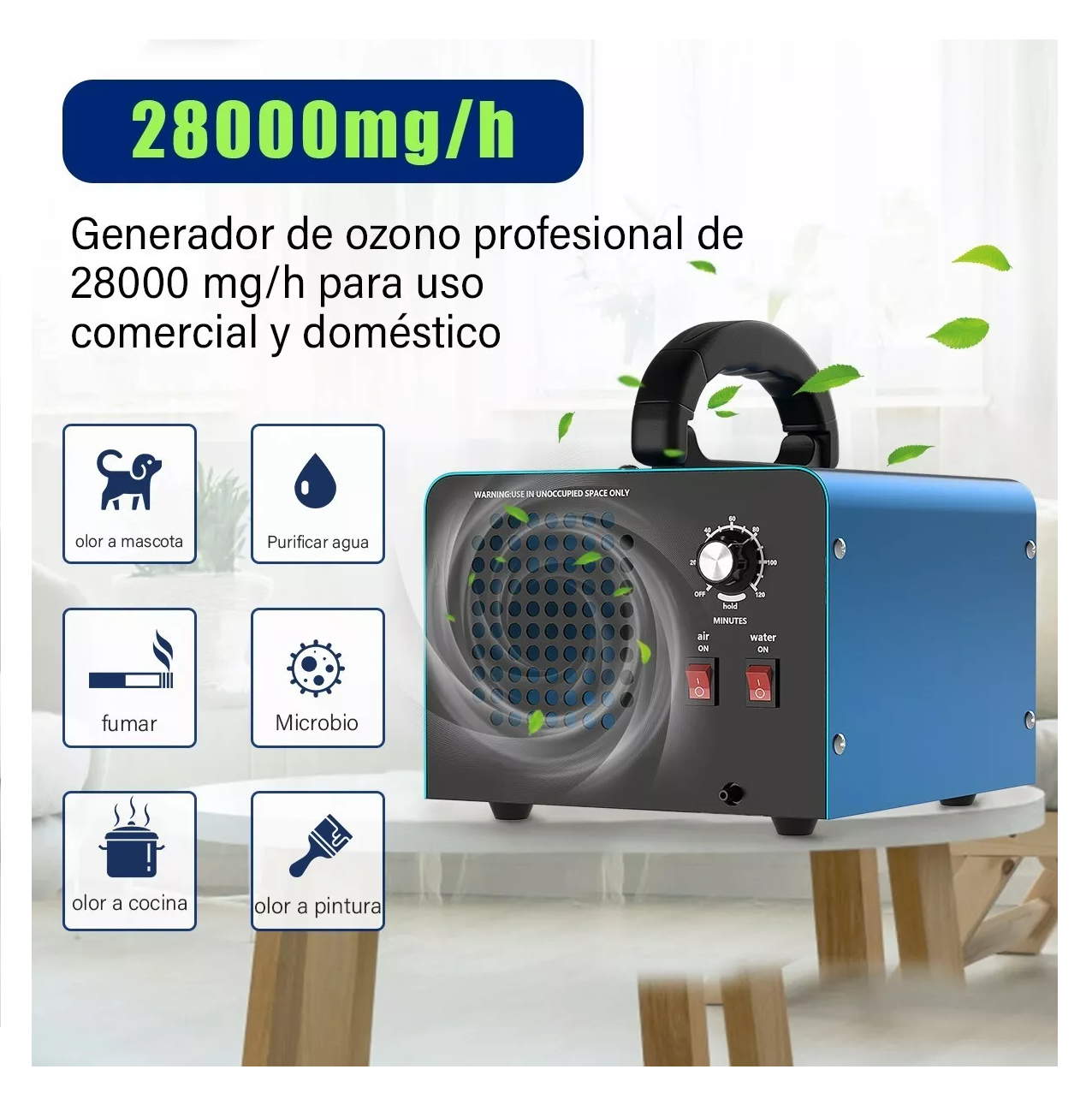 Foto 2 | Purificador de Aire Portátil Generador de Ozono 28000 Mg