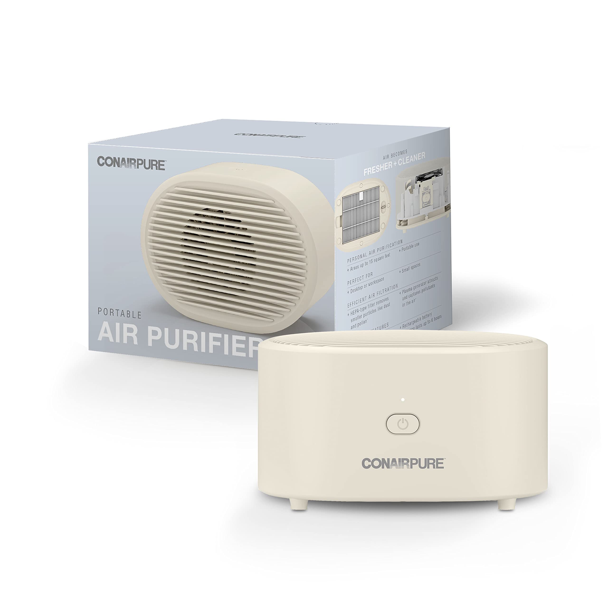 Purificador de Aire Conair Portátil Recargable Hepa para Habitación Pequeña - Venta Internacional