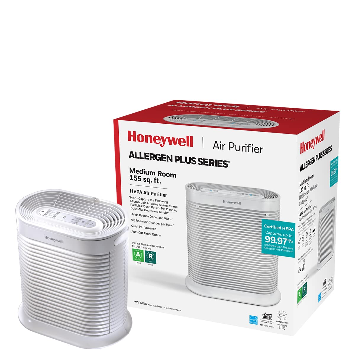 Foto 2 pulgar | Purificador De Aire Honeywell Allergenplus Hepa Hpa104 Blanco - Venta Internacional.