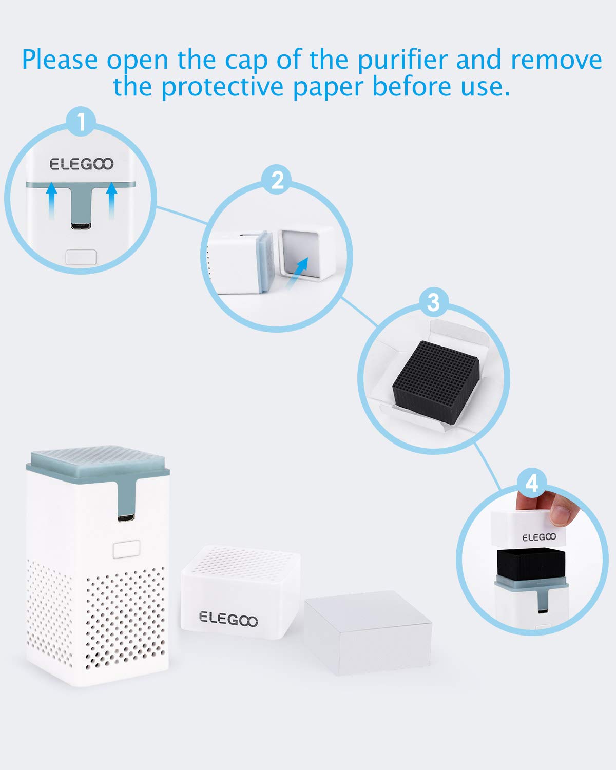 Foto 4 pulgar | Purificador de Aire Elegoo Mini con Filtro de Carbón Activado Paquete de 2 - Venta Internacional