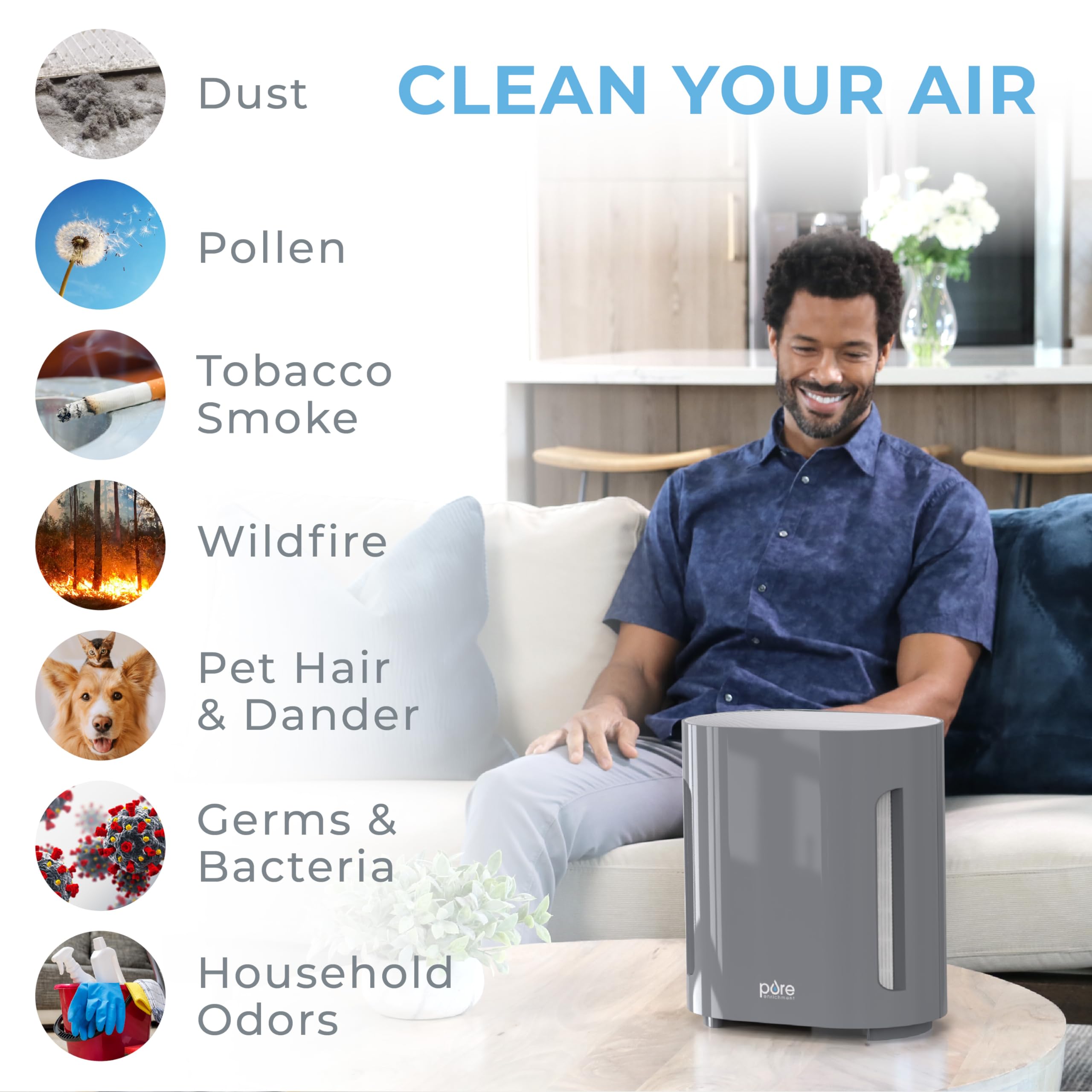 Foto 3 pulgar | Purificador De Aire Pure Enrichment Purezone 4-stage H13 Hepa Gray - Venta Internacional.