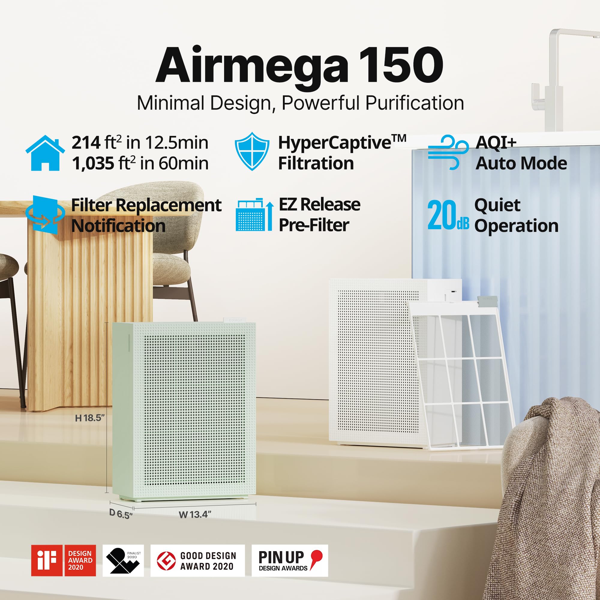 Foto 4 pulgar | Purificador De Aire Coway Airmega 150 Para Hogar Y Dormitorio De 96 M², Color Verde - Venta Internacional.