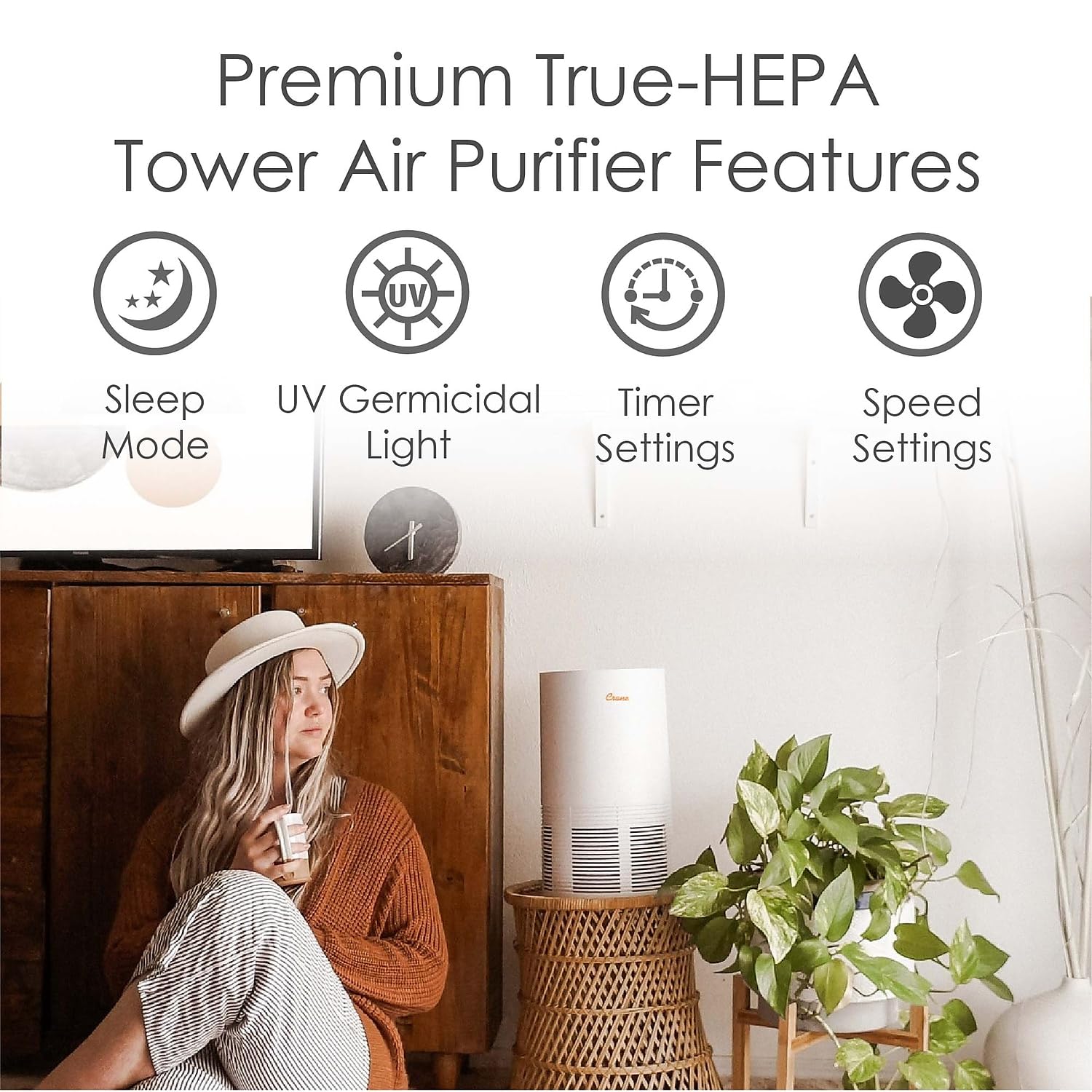Foto 4 pulgar | Purificador de Aire Crane EE-5068 True Hepa Cobertura de 300 ml - Venta Internacional