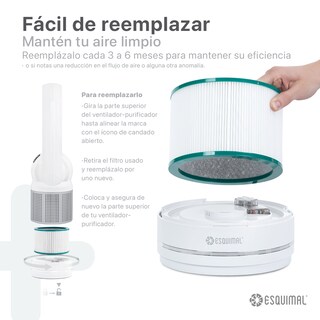 Foto 4 | Filtro Hepa H13 Esquimal Repuesto Para Purificador De Aire Aero 1400. Atrapa Partículas, Polvo, Elimina Olores.