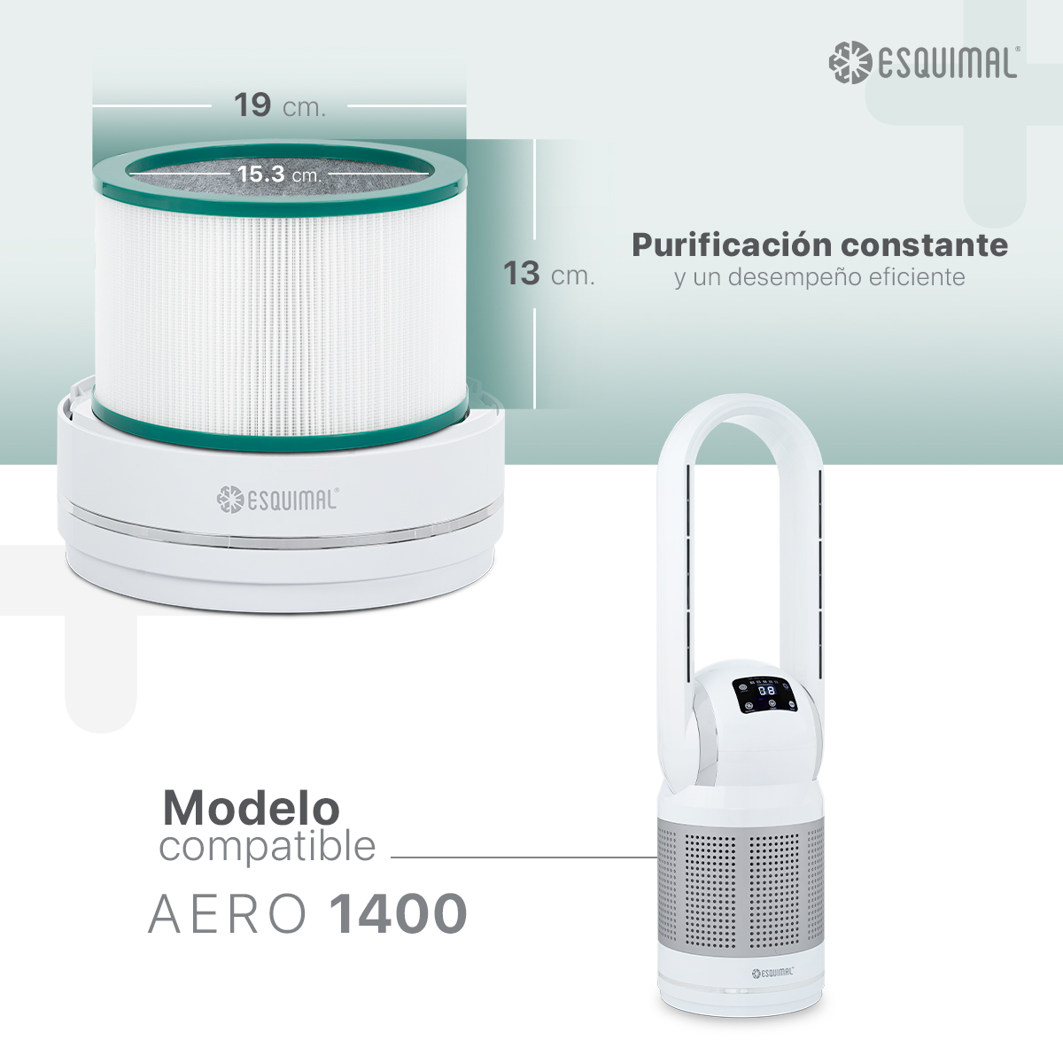 Foto 7 pulgar | Filtro Hepa H13 Esquimal Repuesto Para Purificador De Aire Aero 1400. Atrapa Partículas, Polvo, Elimina Olores.