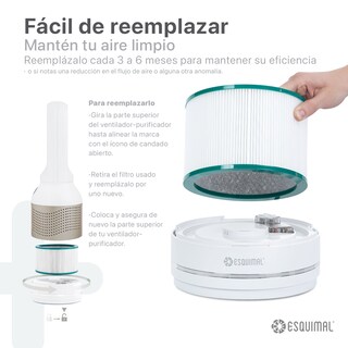 Foto 4 | Filtro Hepa H13 Esquimal Repuesto Para Purificador De Aire Aero 1200. Atrapa Partículas, Polvo, Elimina Olores.