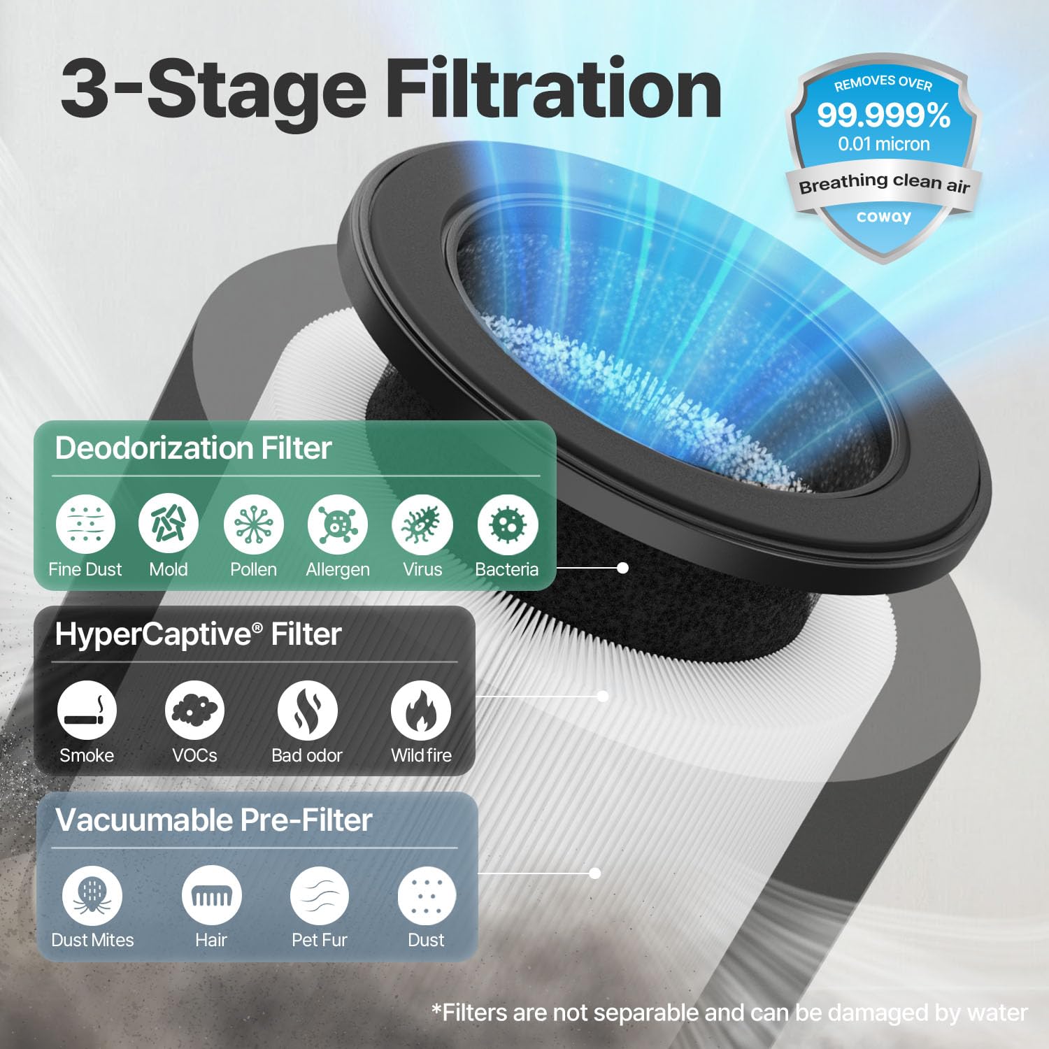 Foto 4 pulgar | Purificador De Aire Coway Para Dormitorio Y Hogar De Hasta 450 Pies Cuadrados Con Filtro - Venta Internacional.
