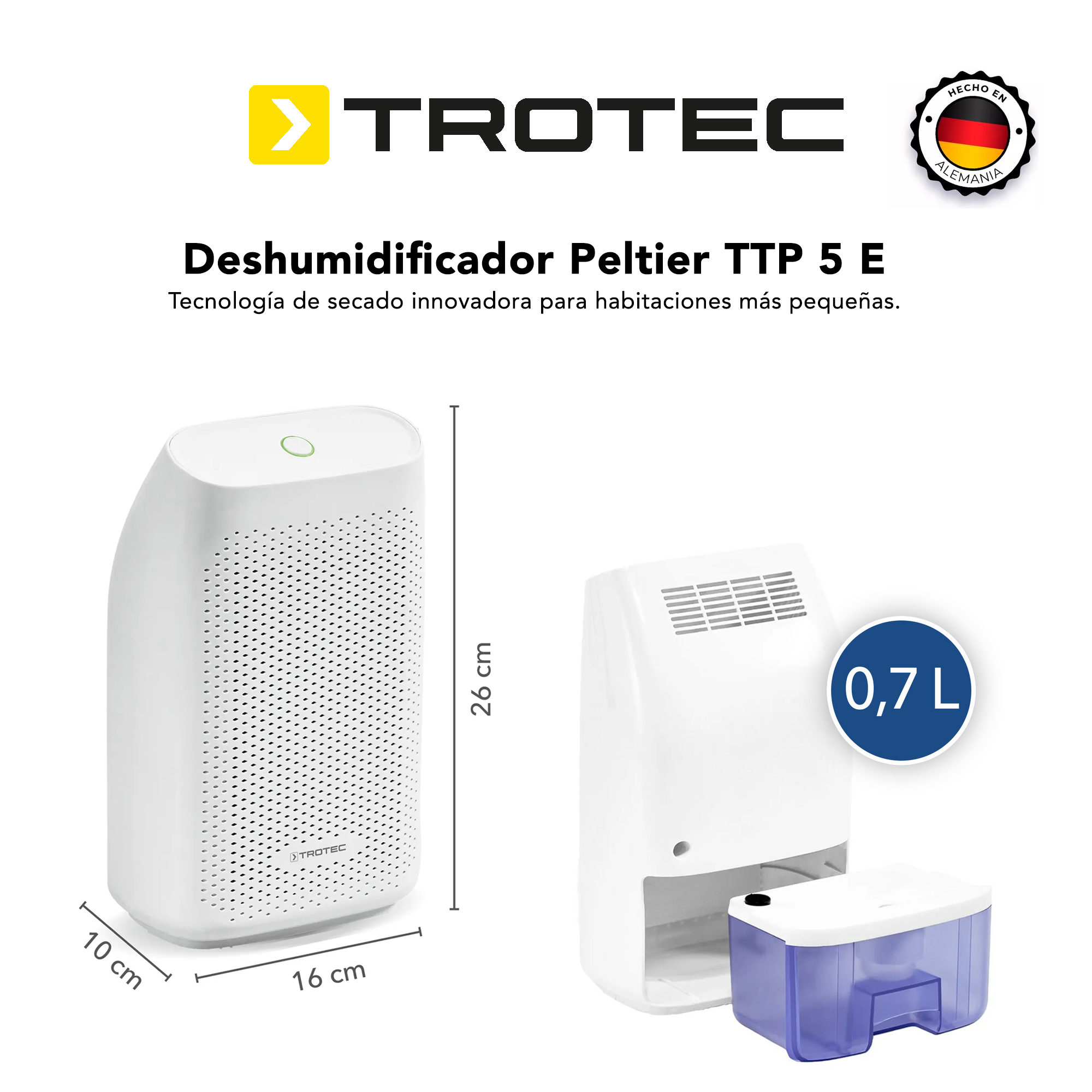 Foto 3 pulgar | Deshumidificador Moderno 500ml Trotec Ttp5e Silencioso