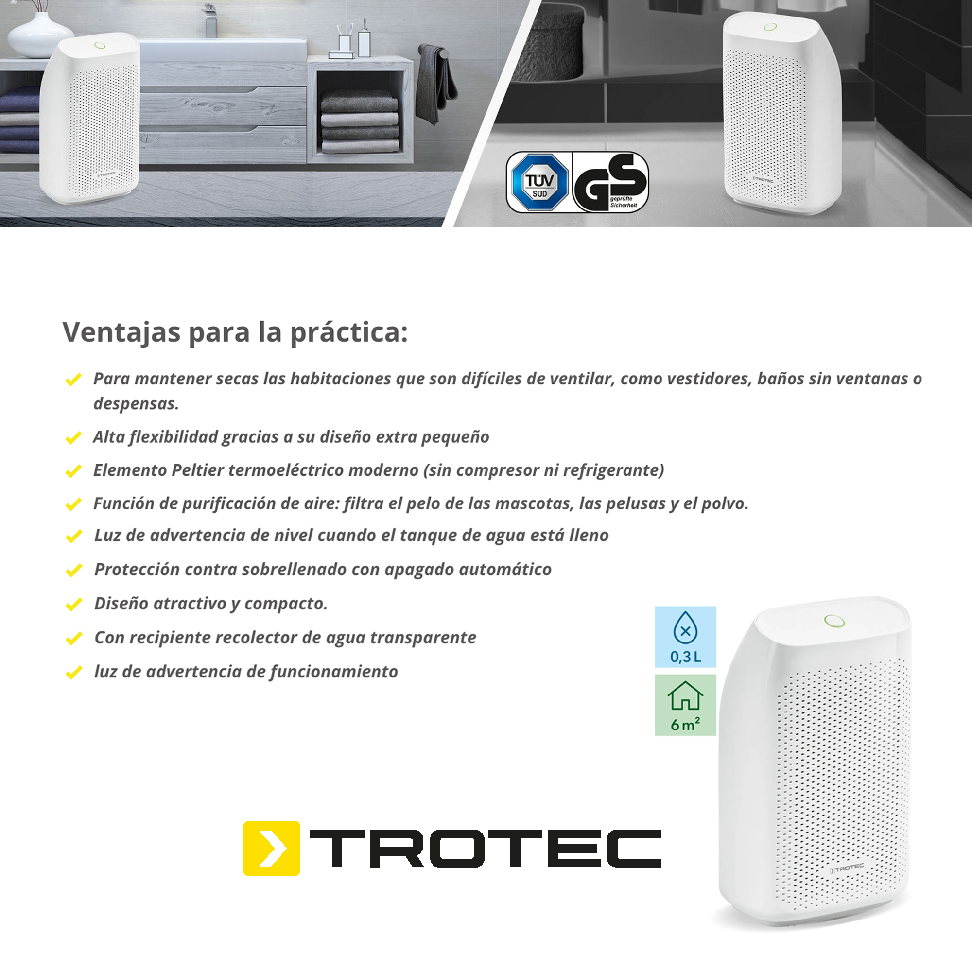 Foto 4 pulgar | Deshumidificador Moderno 500ml Trotec Ttp5e Silencioso
