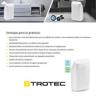 Foto 3 | Deshumidificador Moderno 500ml Trotec Ttp5e Silencioso