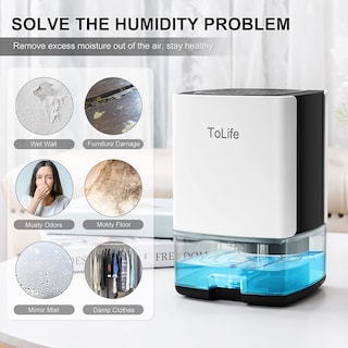 Foto 6 | Deshumidificador Tolife For Home, Tanque De Agua De 900 Ml Y 500 Pies Cuadrados - Venta Internacional.
