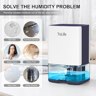 Foto 6 | Deshumidificador Tolife Para El Hogar, Depósito De Agua De 900 Ml, 500 Ml/día, 15 M² - Venta Internacional.