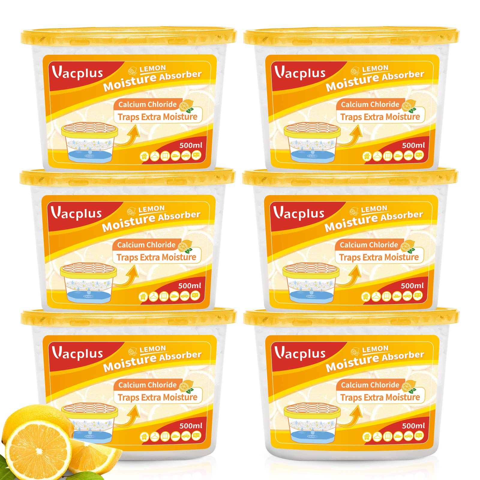 Deshumidificador Humedad Absorber Vacplus, Paquete De 6 Unidades, 310 Ml, Con Limón - Venta Internacional. $1,014