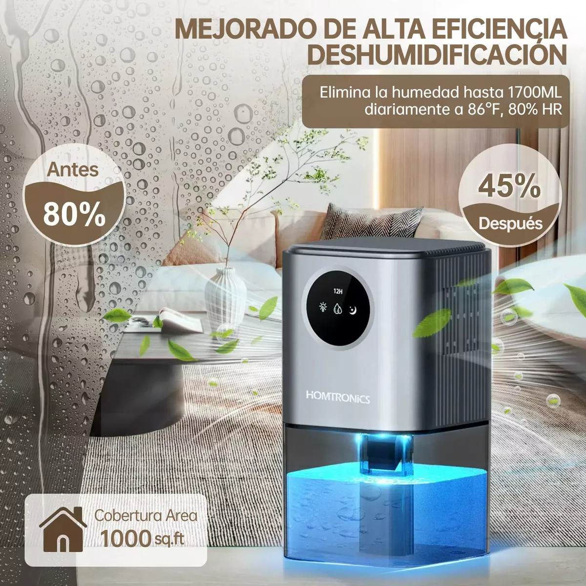 Foto 2 | Deshumidificador Eléctrico Eo Safe Imports Esi-15983 de 1700ml con Iluminación Ambiental LED