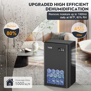 Foto 2 | Deshumidificador Tolife Para Dormitorio Con Depósito De Agua De 2,8 L, 88 M², Negro - Venta Internacional.