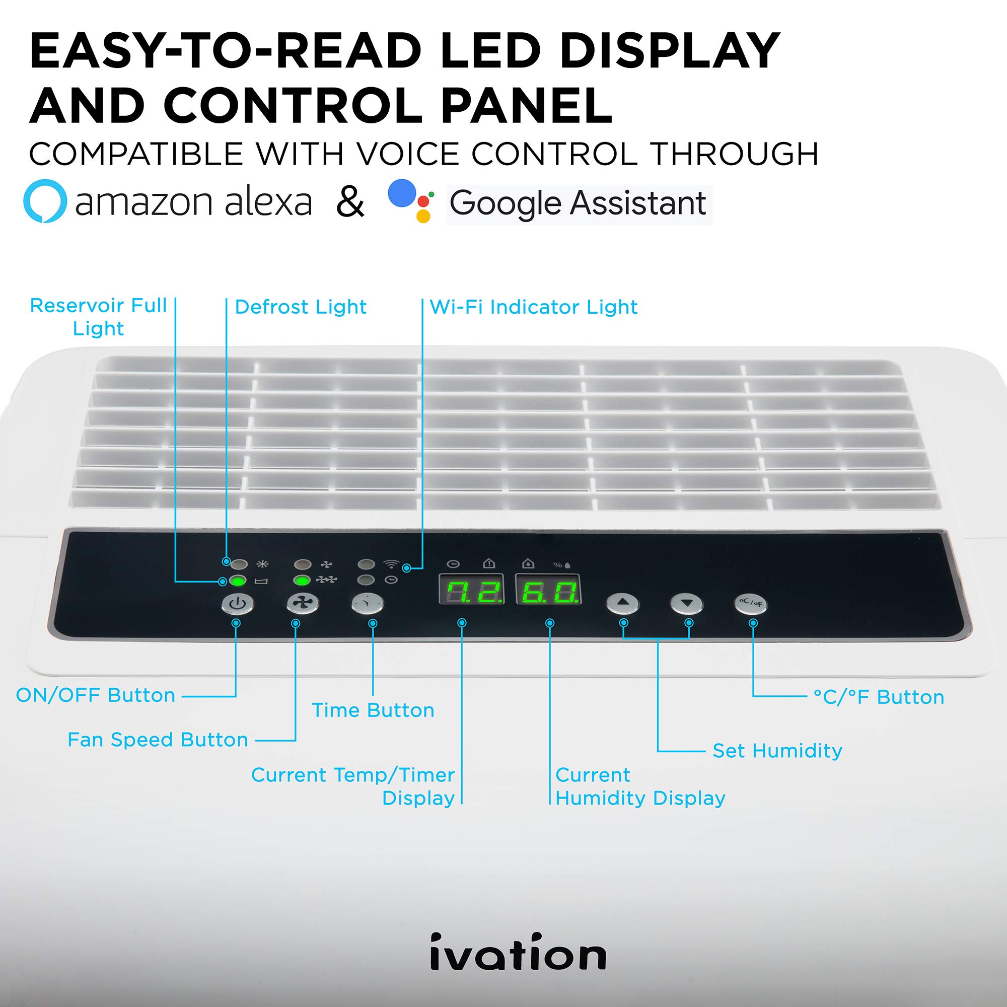 Foto 7 pulgar | Deshumidificador Ivation 418 M² Smart Wi-fi Energy Star Con Bomba - Venta Internacional.