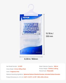 Foto 7 | Absorbedor De Humedad Colgante Vevor, 275 Ml, Deshumidificador Colgante Para Armario - Venta Internacional.