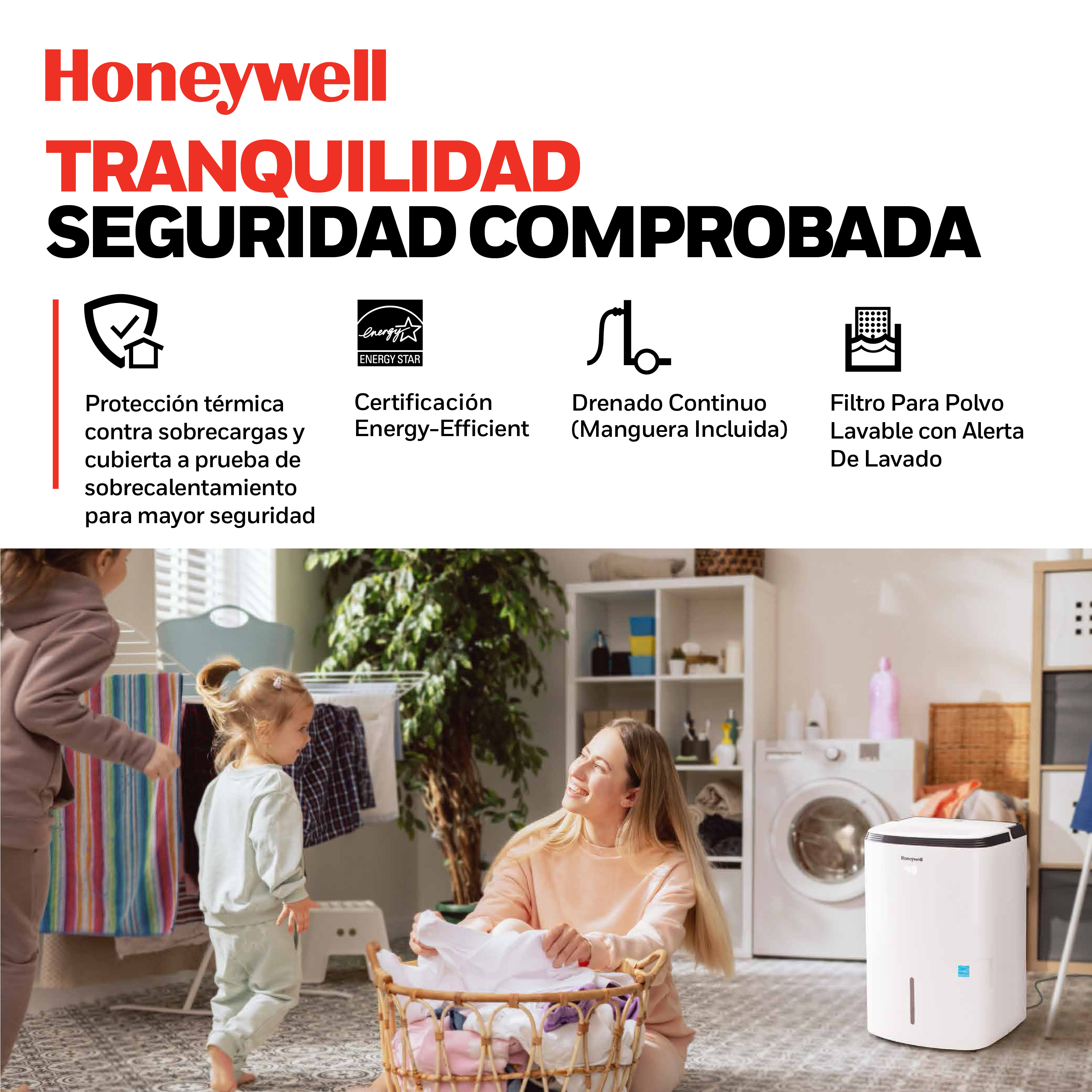 Foto 9 pulgar | Deshumidificador Honeywell 50 Pintas 24 Hrs Tp50wknr | Tanque De 7 Litros | Temporizador Y Modo Secado De Ropa
