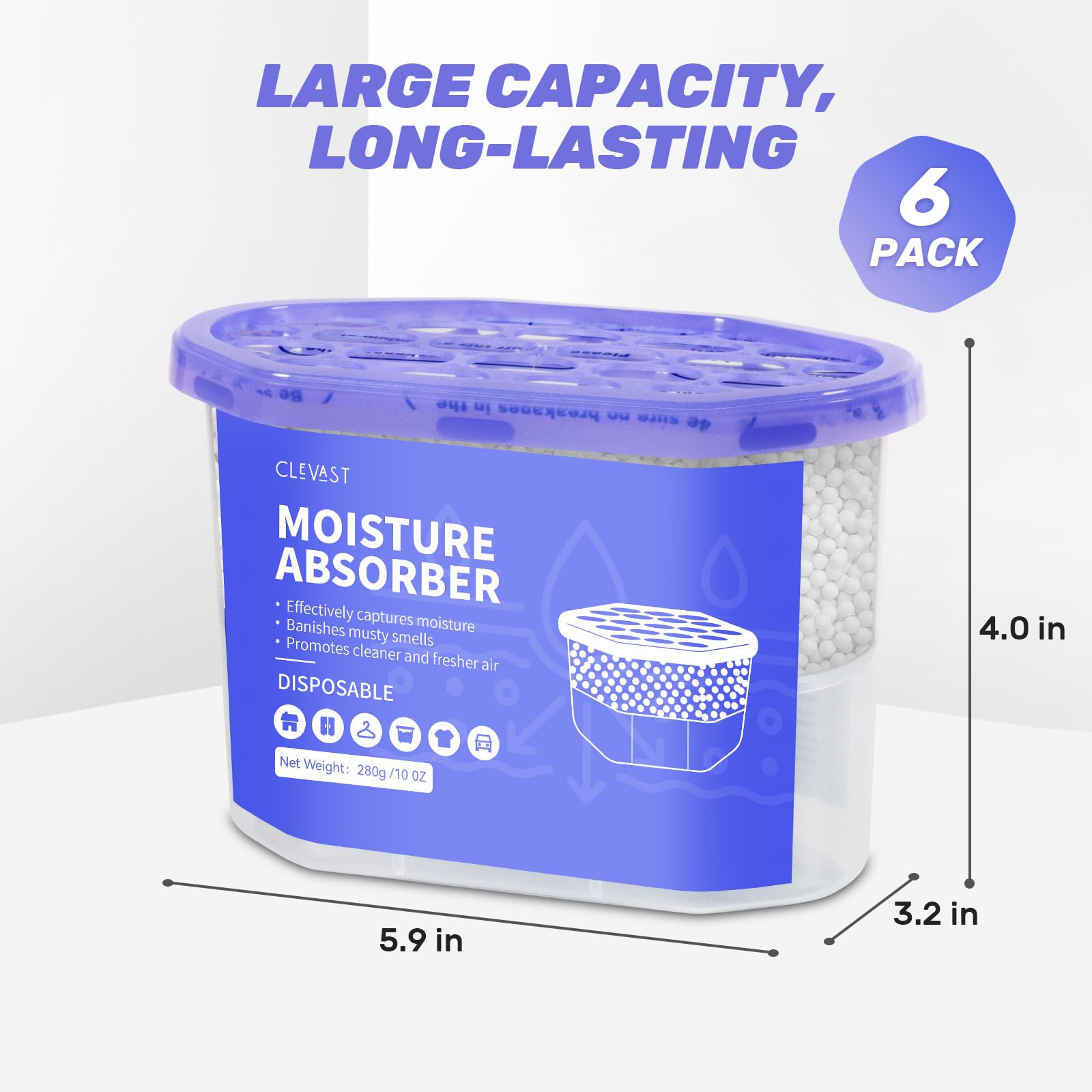 Foto 2 | Armario Deshumidificador Clevast  Absorbente De Humedad  300 Ml  Paquete De 6 - Venta Internacional.