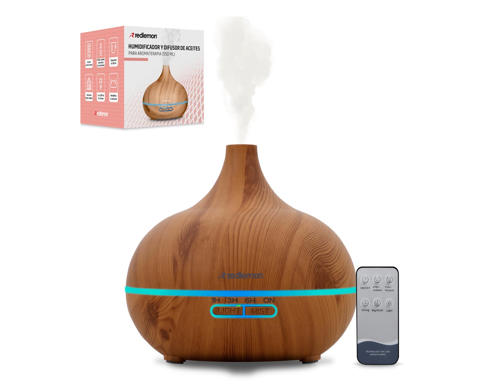 Foto 2 pulgar | Humidificador y Difusor de Aceites Esenciales Redlemon con Control Remoto 550 ml