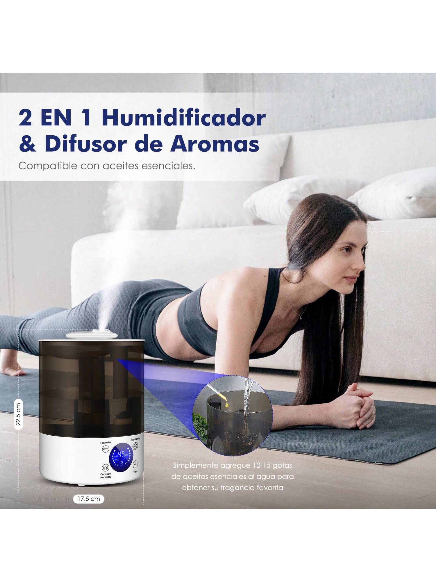 Foto 9 pulgar | Humidificador Ultrasónico con Pantalla LED Sangkee H10137 Blanco
