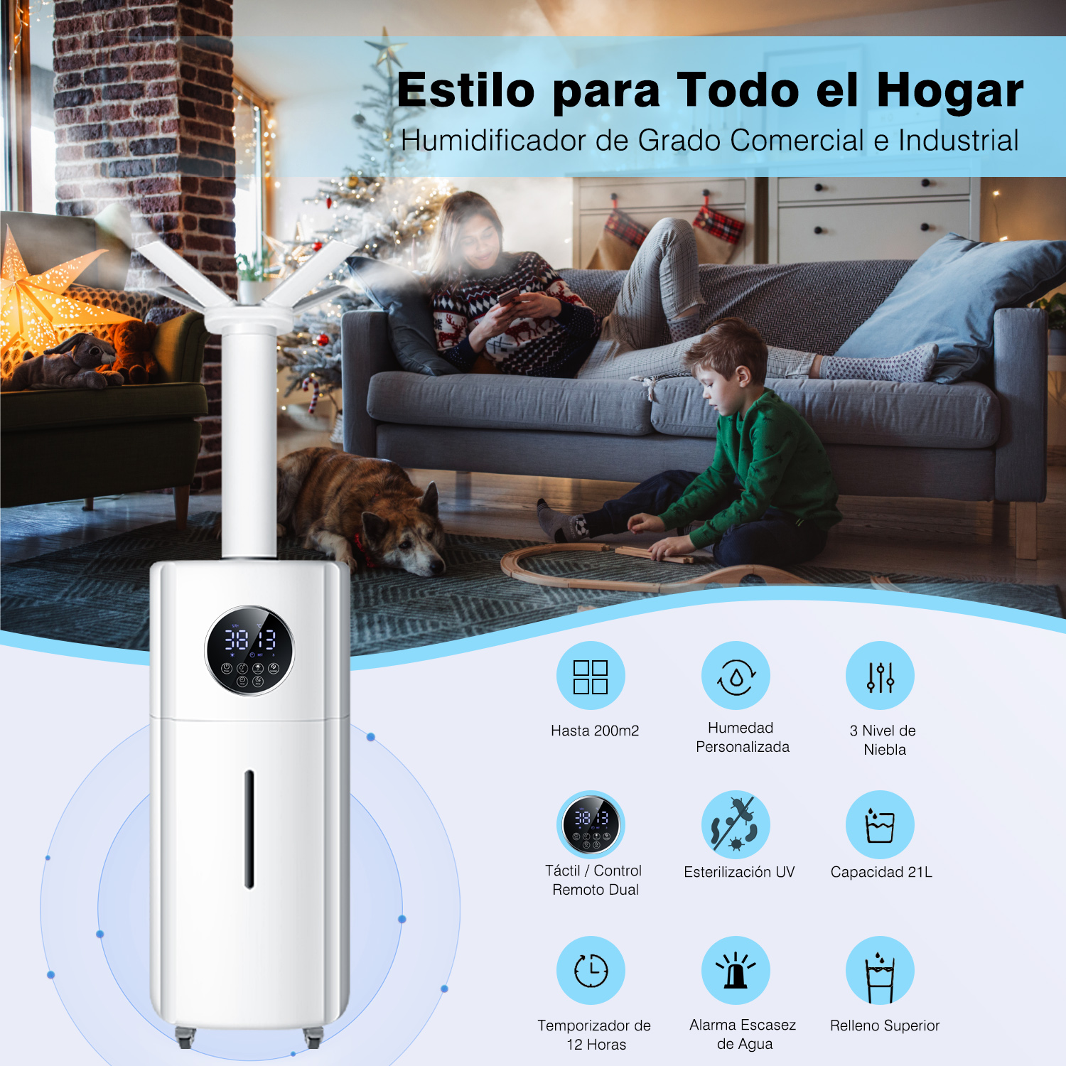 Foto 2 | Humidificador + Purificador de Aire de Torre Sangkee Blanco 21 l