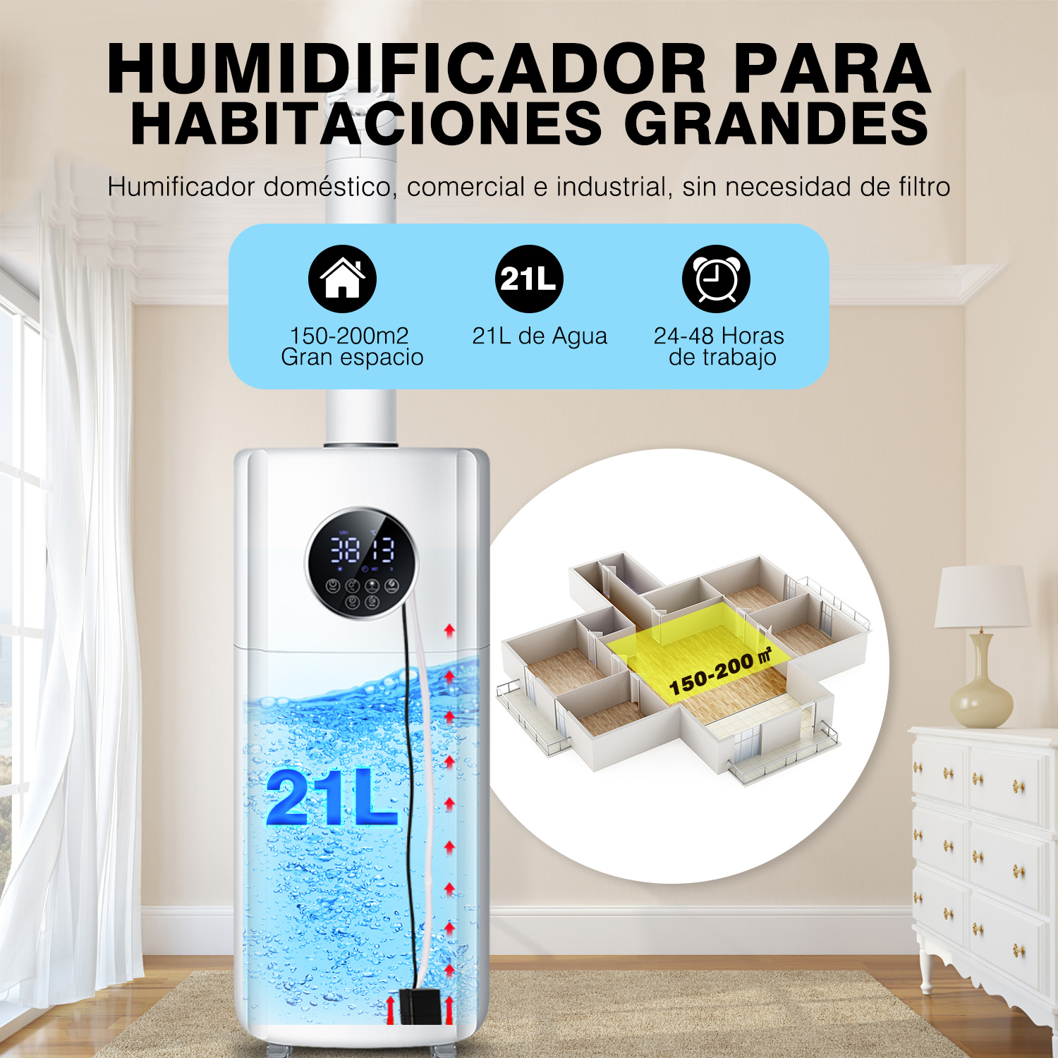 Foto 4 pulgar | Humidificador + Purificador de Aire de Torre Sangkee Blanco 21 l