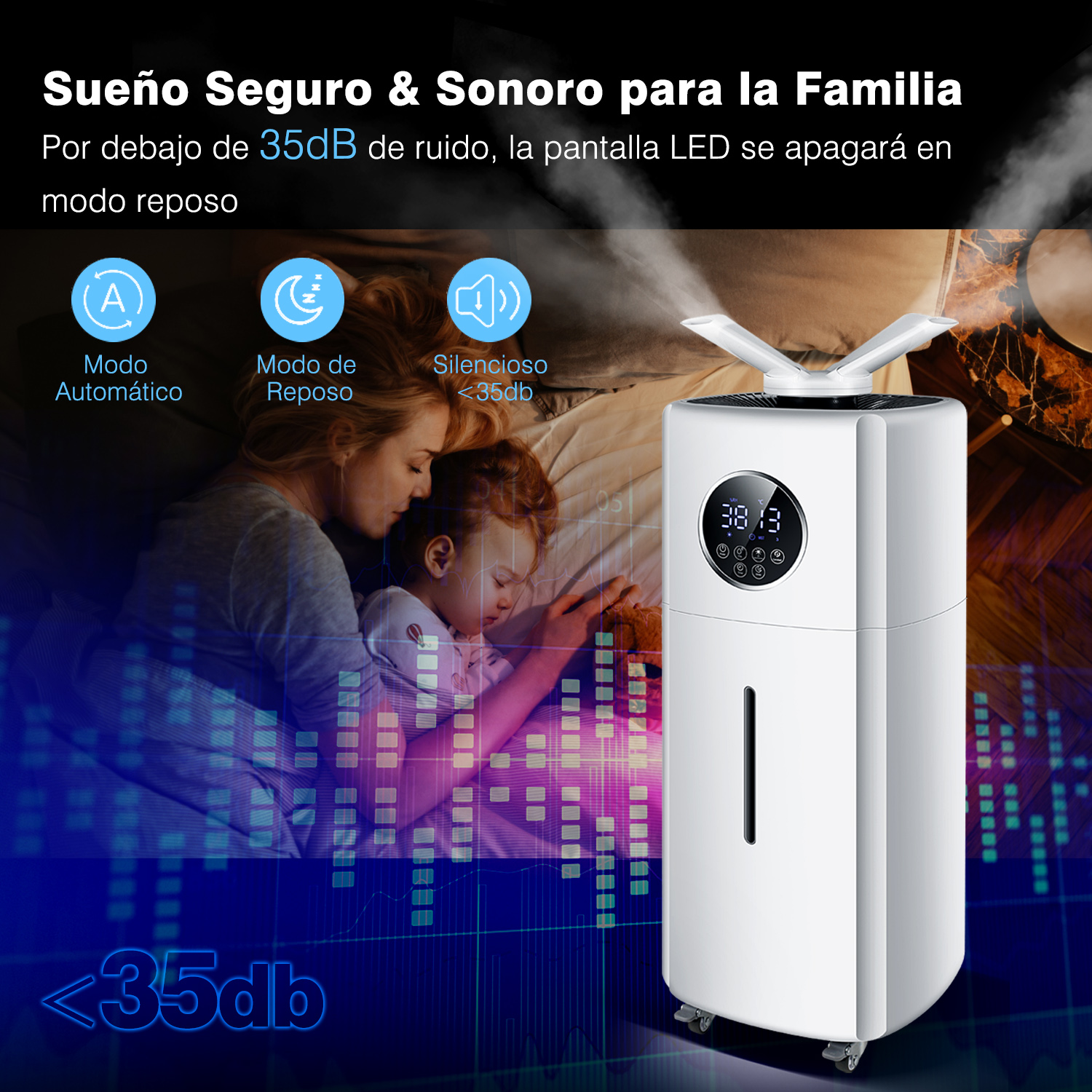 Foto 5 pulgar | Humidificador + Purificador de Aire de Torre Sangkee Blanco 21 l