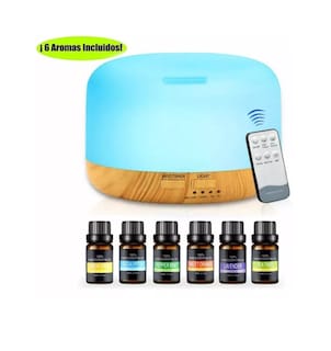 Foto 2 | Difusor De Aromaterapia Humidificador Blanco Luz Led C/ 6 Aceite Esenciales