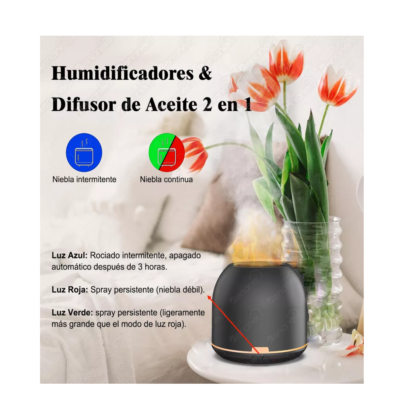 Foto 4 pulgar | Humidificador y Difusor de Aceites Esenciales 200 Ml Negro