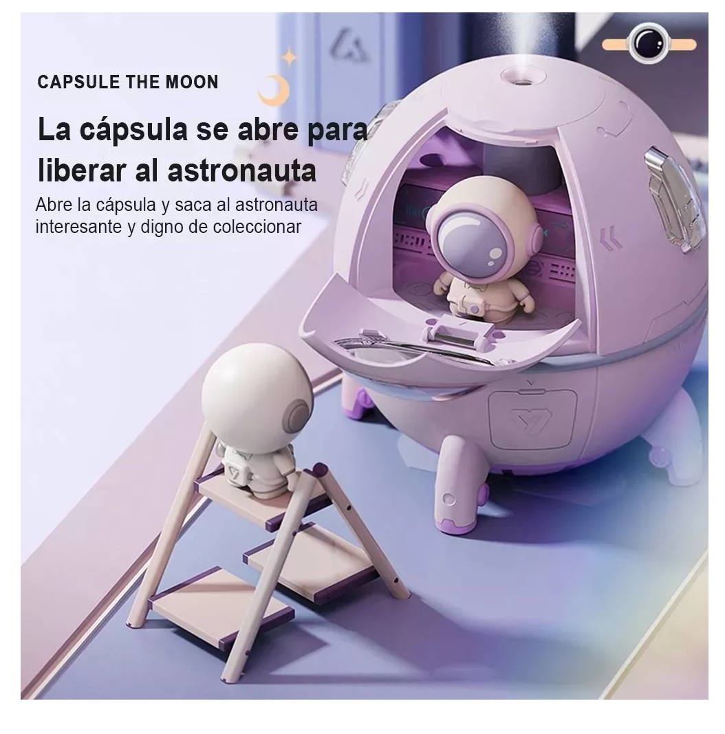 Foto 6 pulgar | Humidificador de Aire Astronauta Rosa con Diseño de Cápsula Espacial