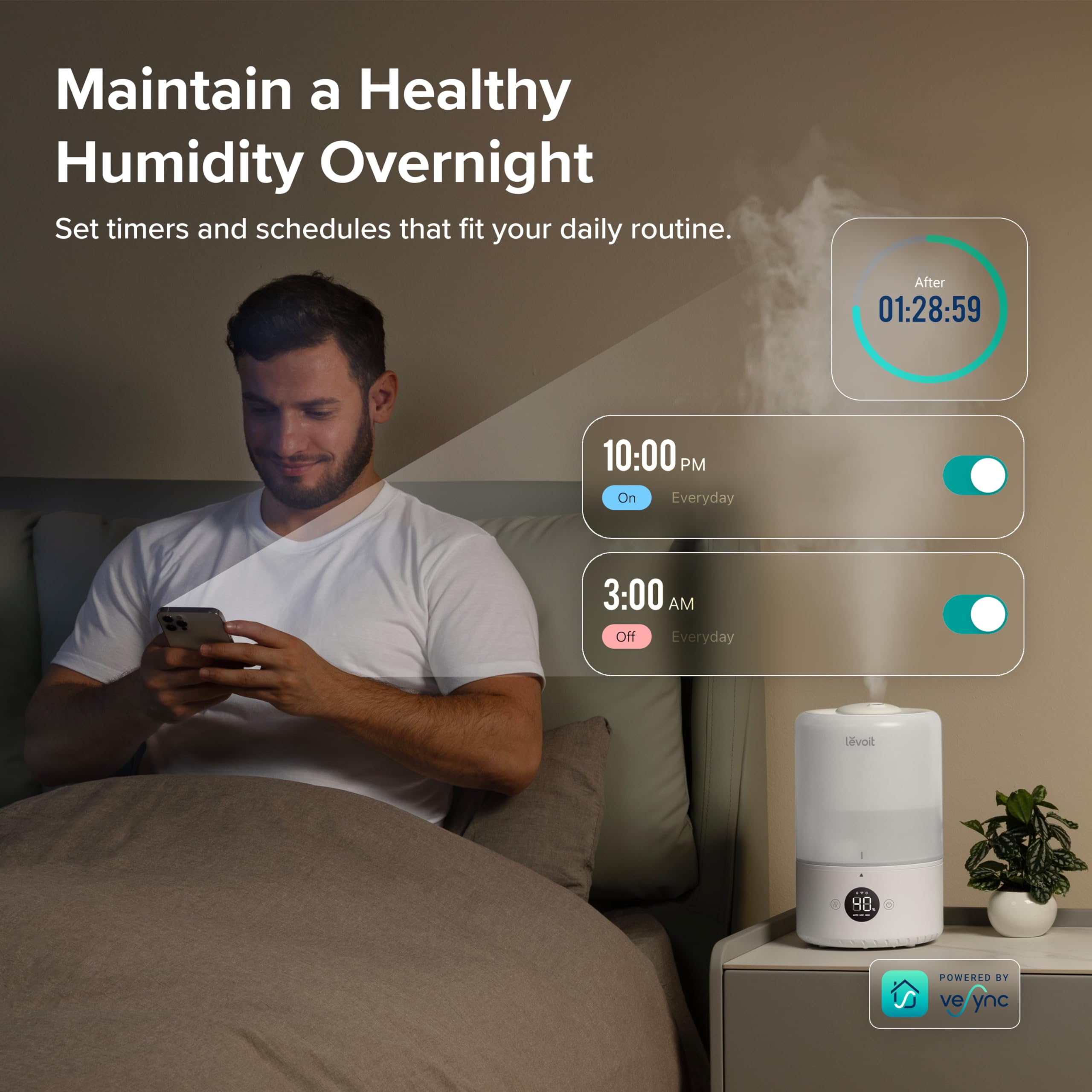 Foto 5 pulgar | Humidificador Levoit Smart Cool Mist Top Fill 3 L Blanco - Venta Internacional.