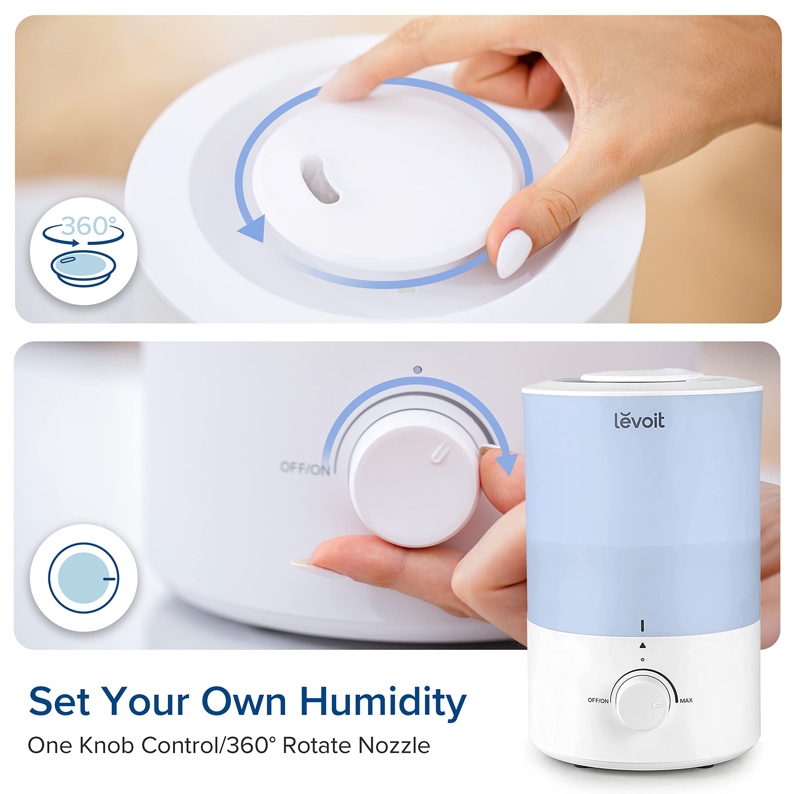 Foto 7 | Humidificador Levoit Dual 150, 3 Litros, Con Relleno Superior, Color Azul - Venta Internacional.