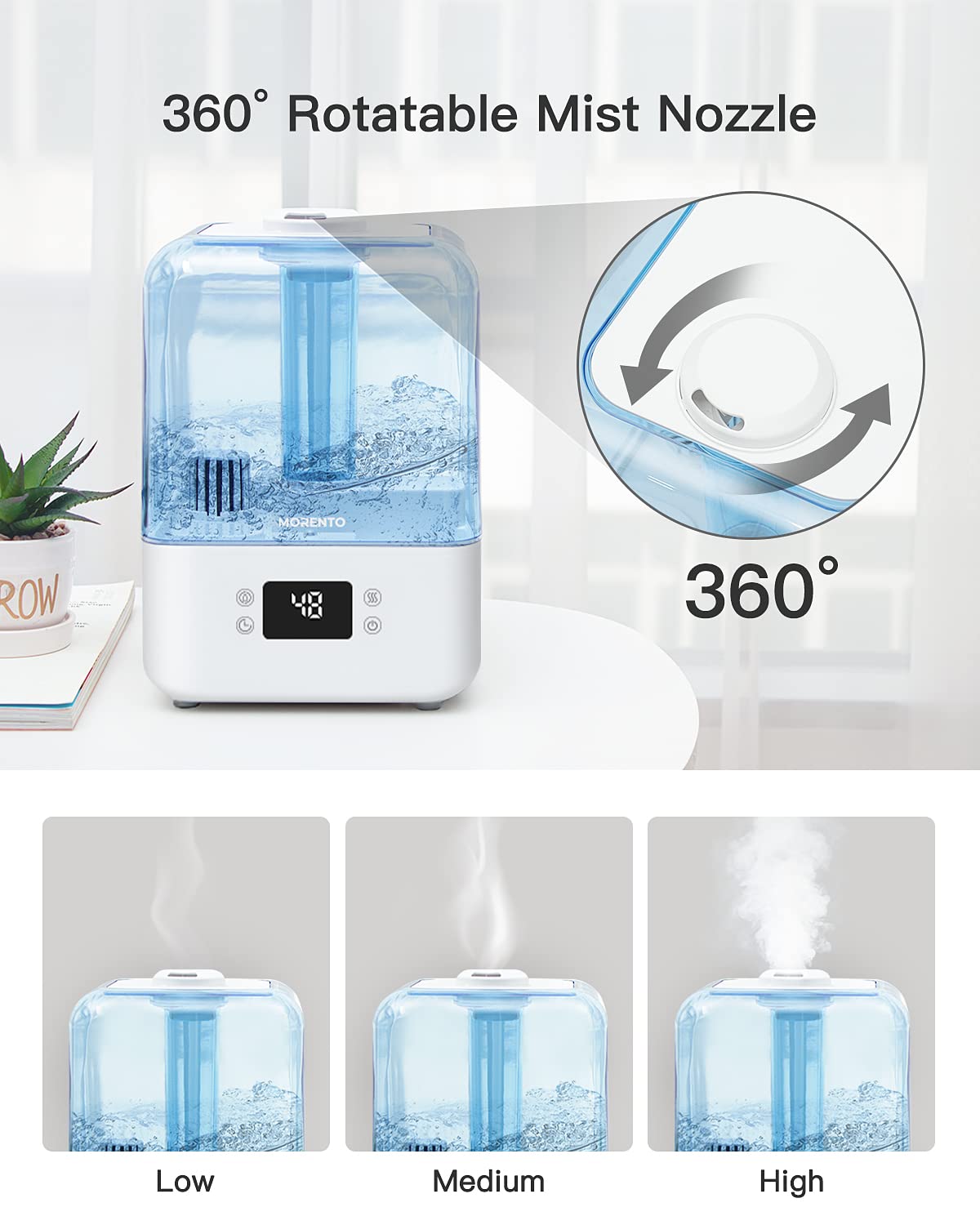 Foto 5 pulgar | Humidificador Morento De 4,5 L Con Relleno Superior Para Habitaciones Grandes, 50 Horas, Color Blanco - Venta Intern