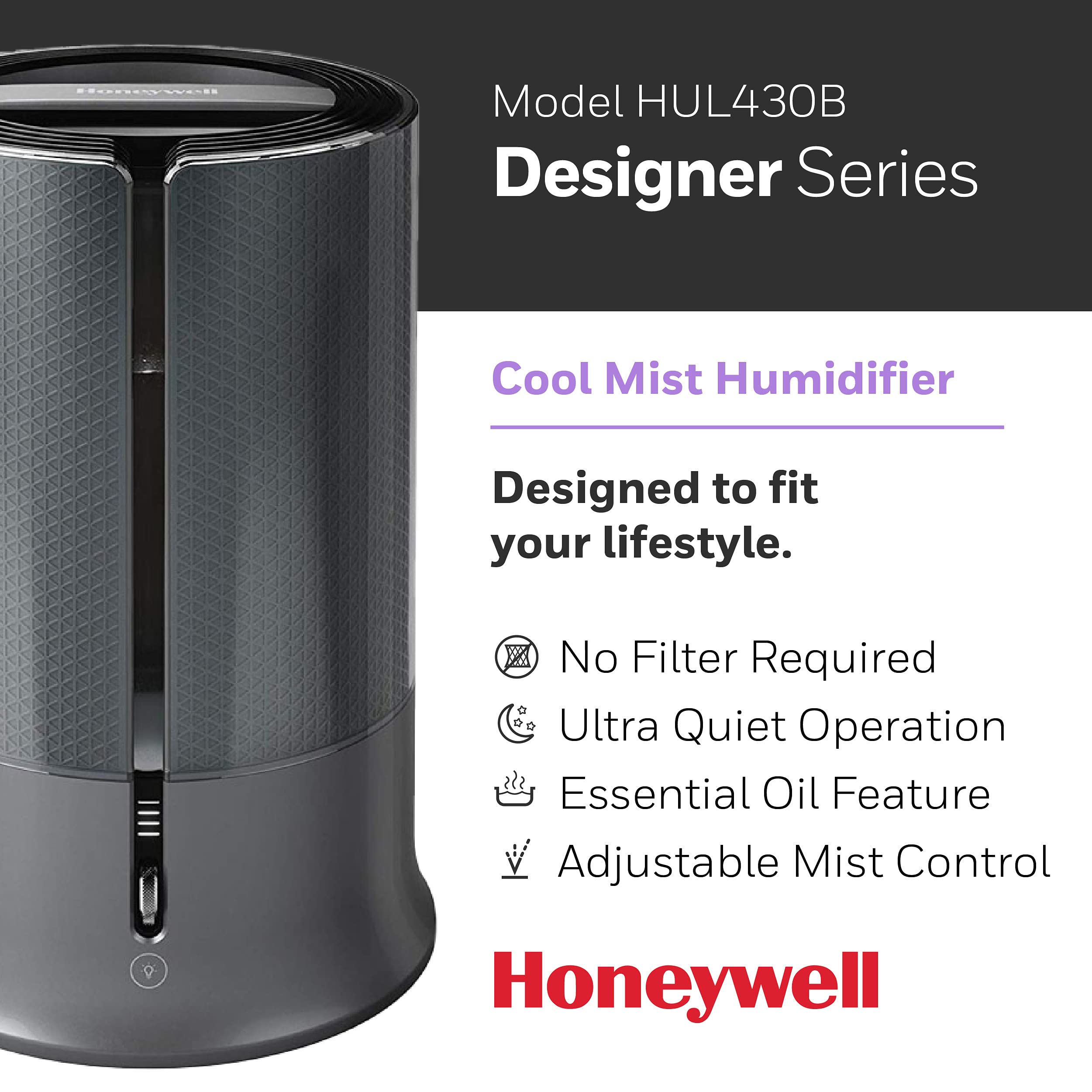 Foto 3 pulgar | Humidificador Cool Mist Honeywell Designer Series Hul430 Negro - Venta Internacional.