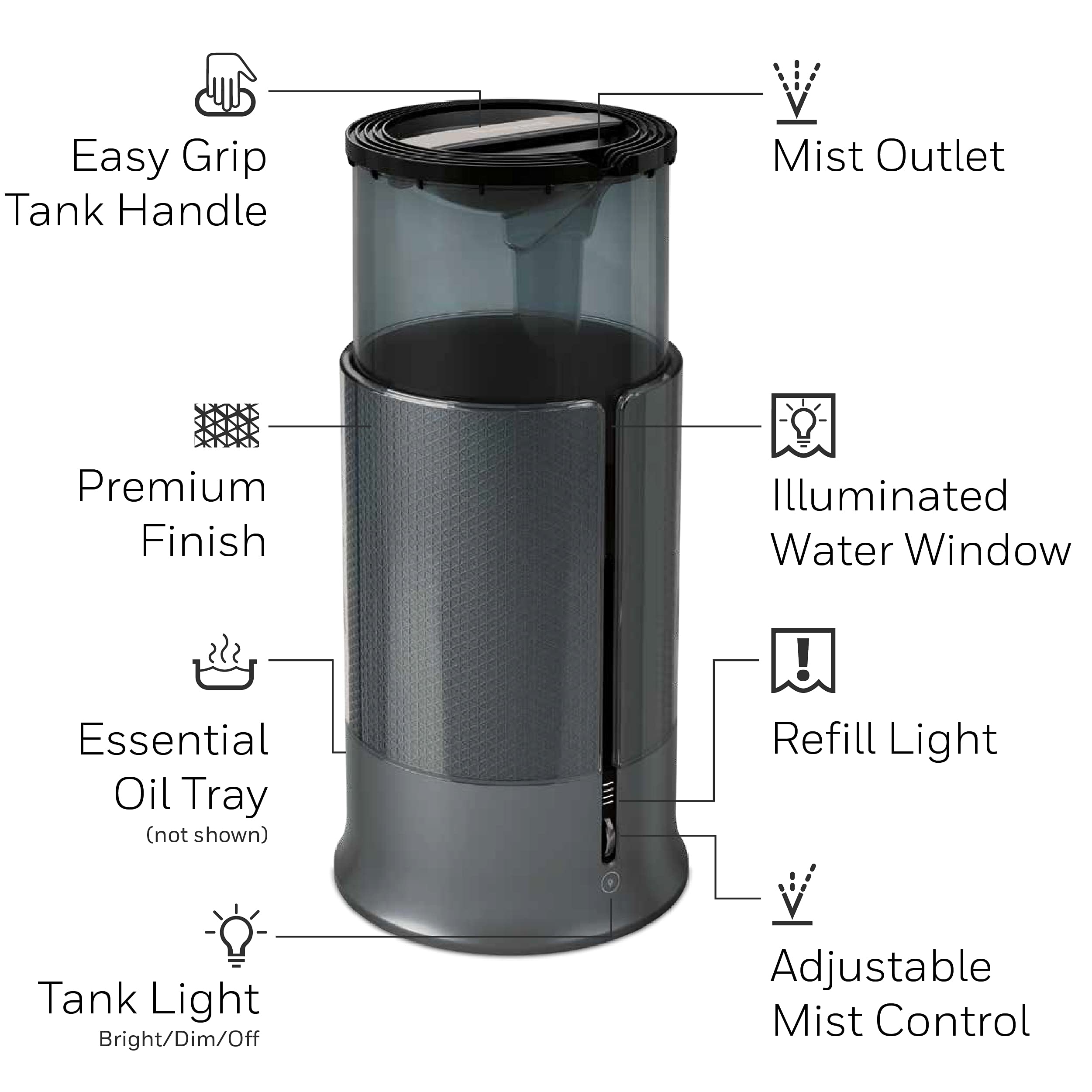 Foto 8 pulgar | Humidificador Cool Mist Honeywell Designer Series Hul430 Negro - Venta Internacional.
