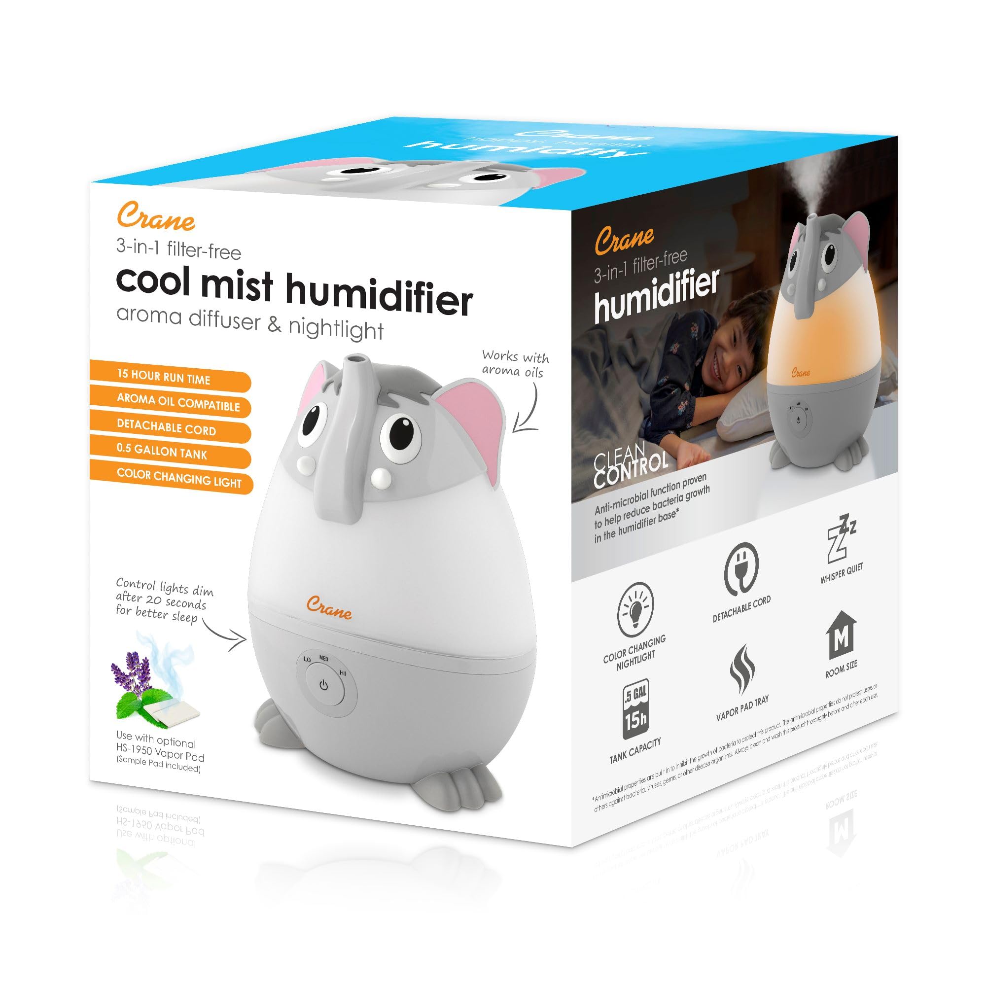 Foto 6 pulgar | Humidificador Crane Adorables Ultrasonic Mini Elephant 1.9l - Venta Internacional.