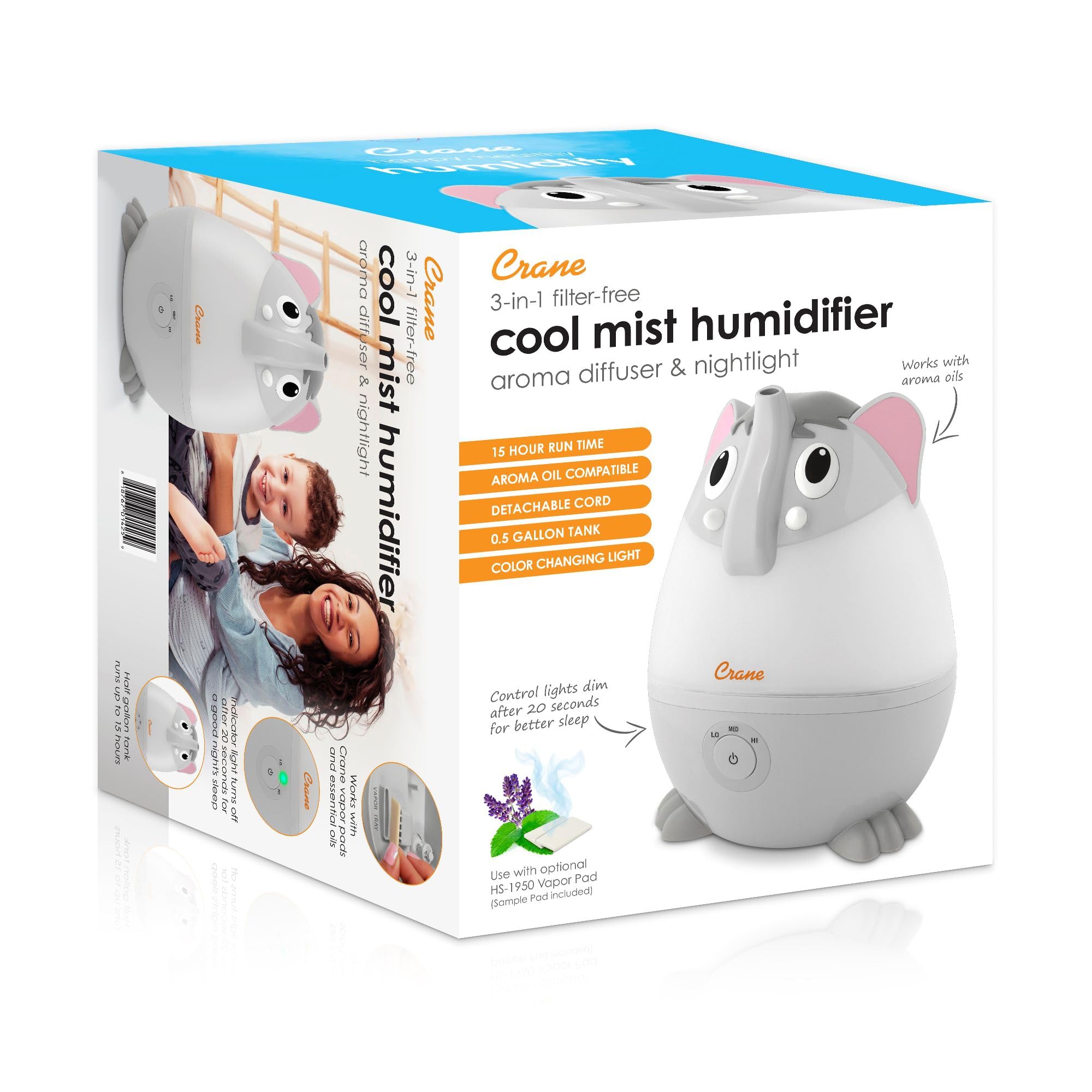 Foto 7 pulgar | Humidificador Crane Adorables Ultrasonic Mini Elephant 1.9l - Venta Internacional.