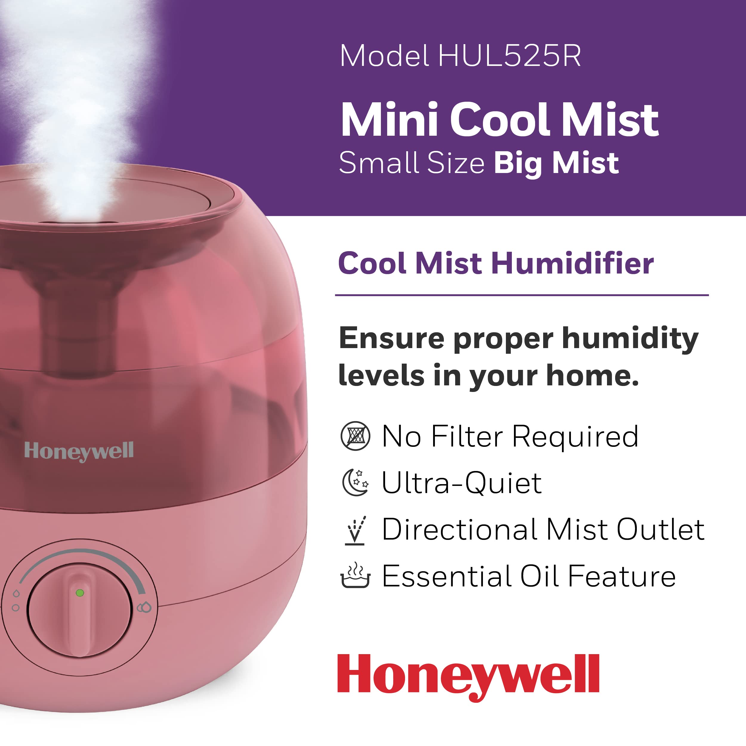 Foto 3 pulgar | Humidificador Honeywell Mini Cool Mist Hul525r - Rosa - Venta Internacional.