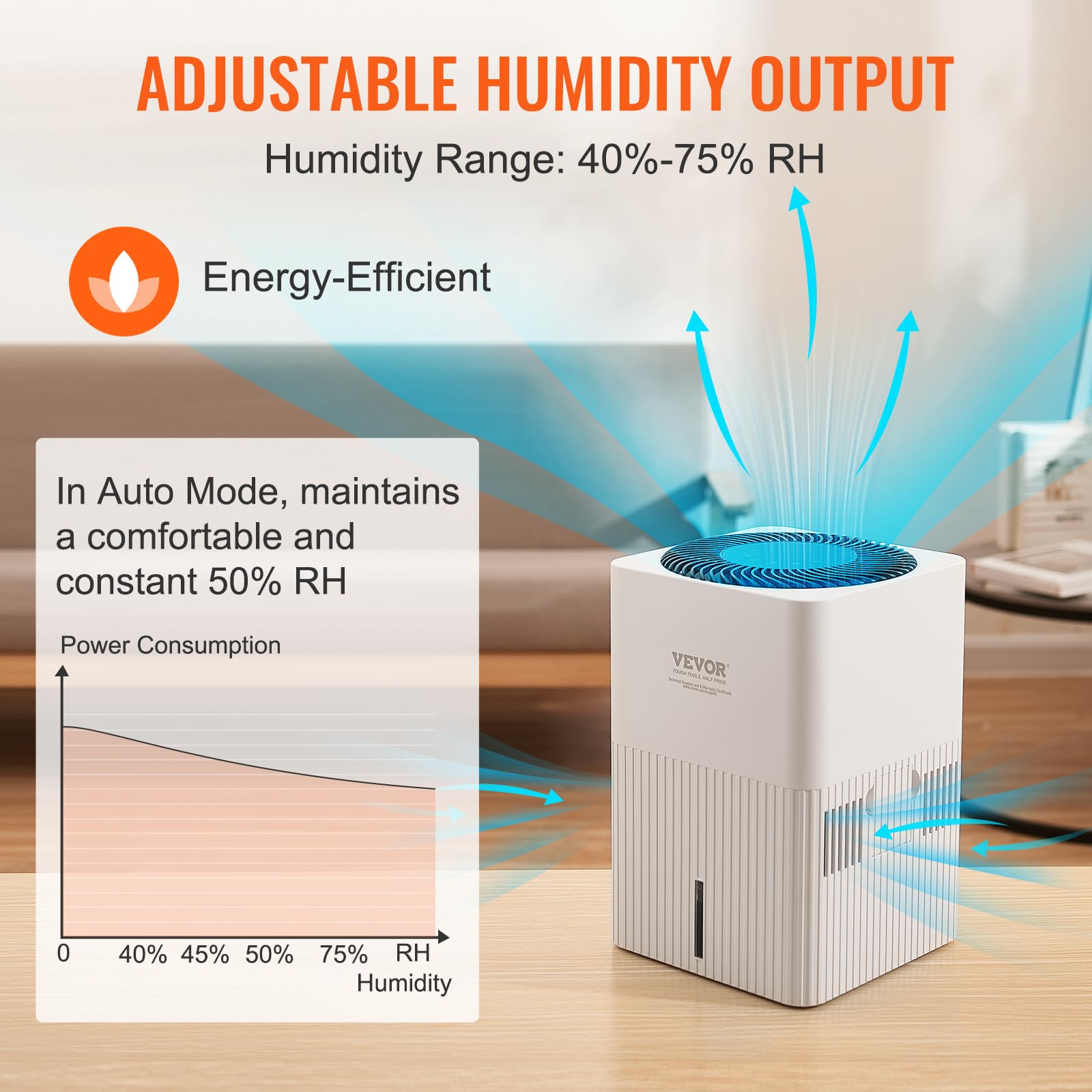 Foto 5 pulgar | Humidificador Evaporativo Vevor Mist-free 3l Con 300 Ml/h Para 44 M² - Venta Internacional.